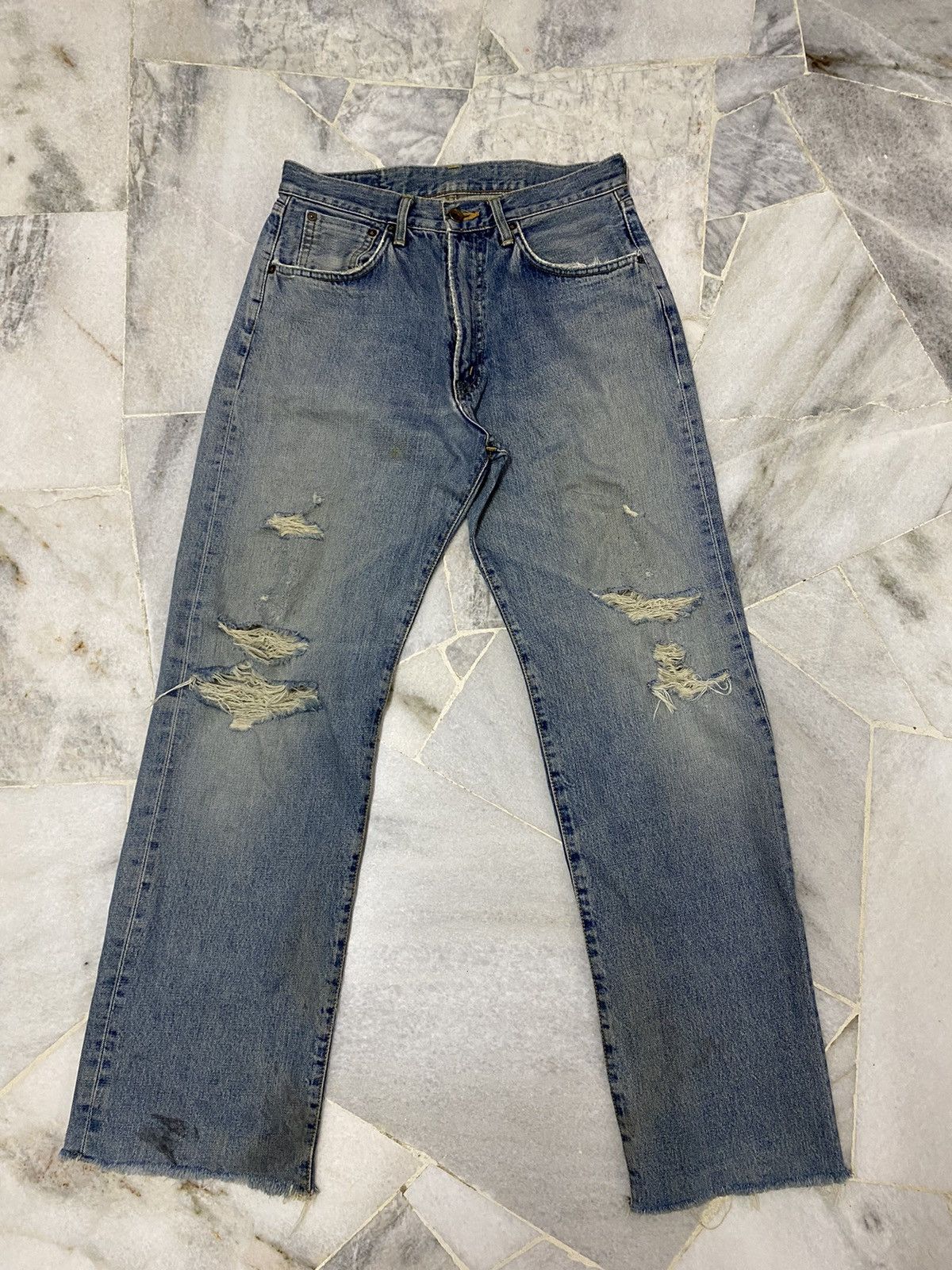 Edwin VINTAGE EDWIN 505 SELVEDGE DISTRESSED DENIM JEANS Size US 30 / EU 46 - 2 Thumbnail