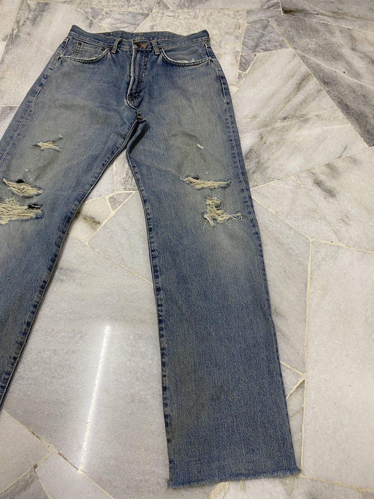 Edwin VINTAGE EDWIN 505 SELVEDGE DISTRESSED DENIM JEANS Size US 30 / EU 46 - 4 Thumbnail