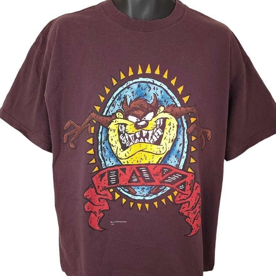 Taz Looney Tunes T Shirt Vintage 90s Warner Bros Mega Print
