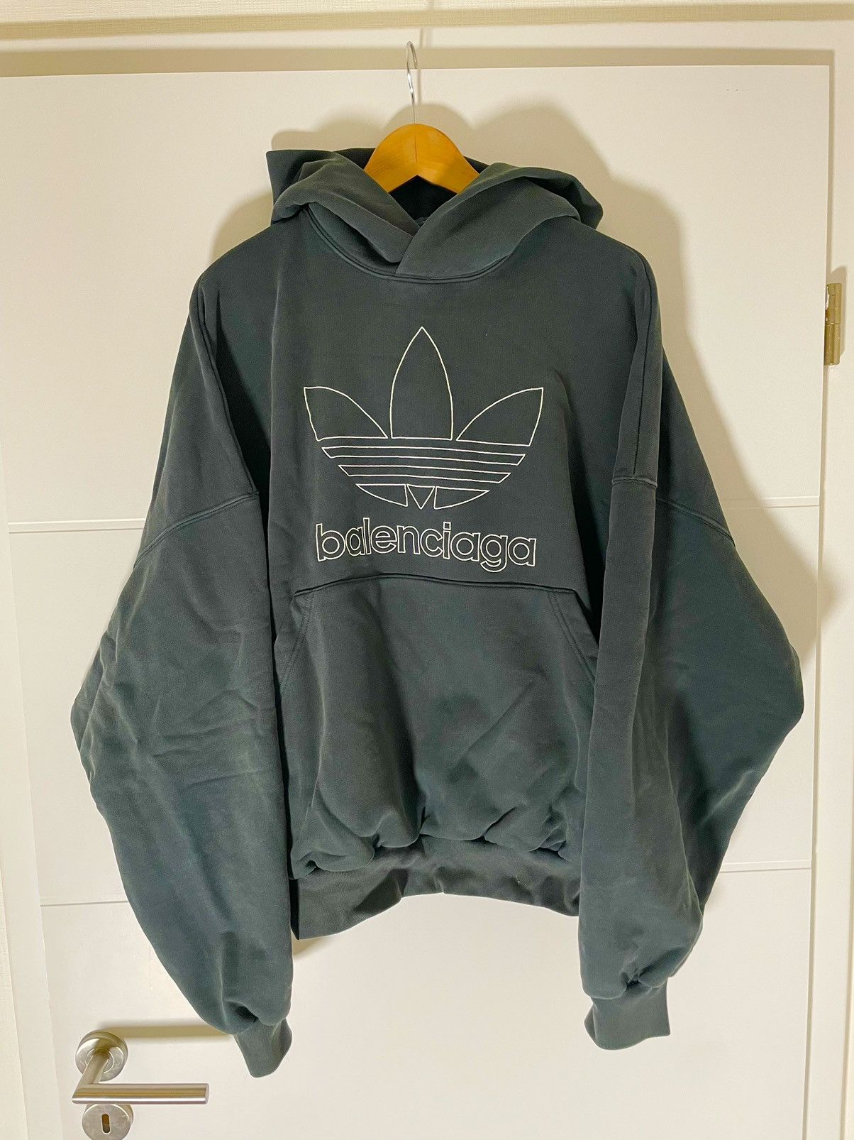 Adidas Balenciaga Balenciaga Adidas Large Fit hoodie Green Grailed