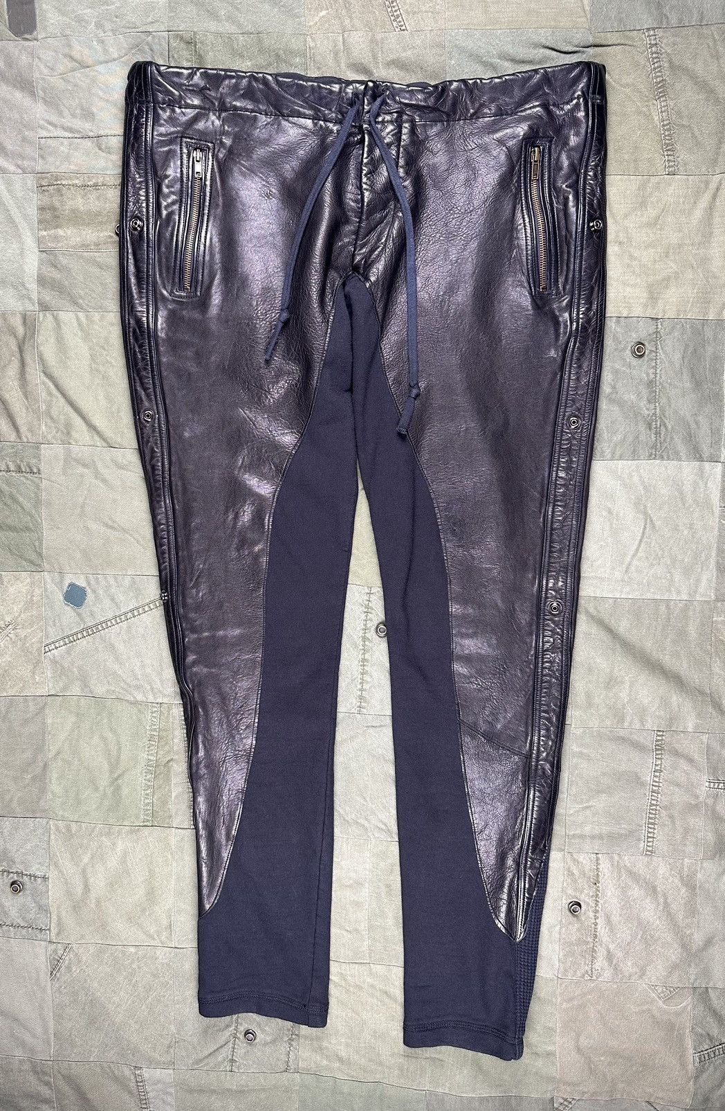 image of Greg Lauren Lambskin Leather Long Pant in Black, Men's (Size 36)