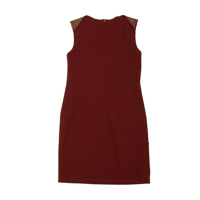 Griffin Grifflin Paris Midi Dress Sleeveless Gold Studdes Maroon | Grailed