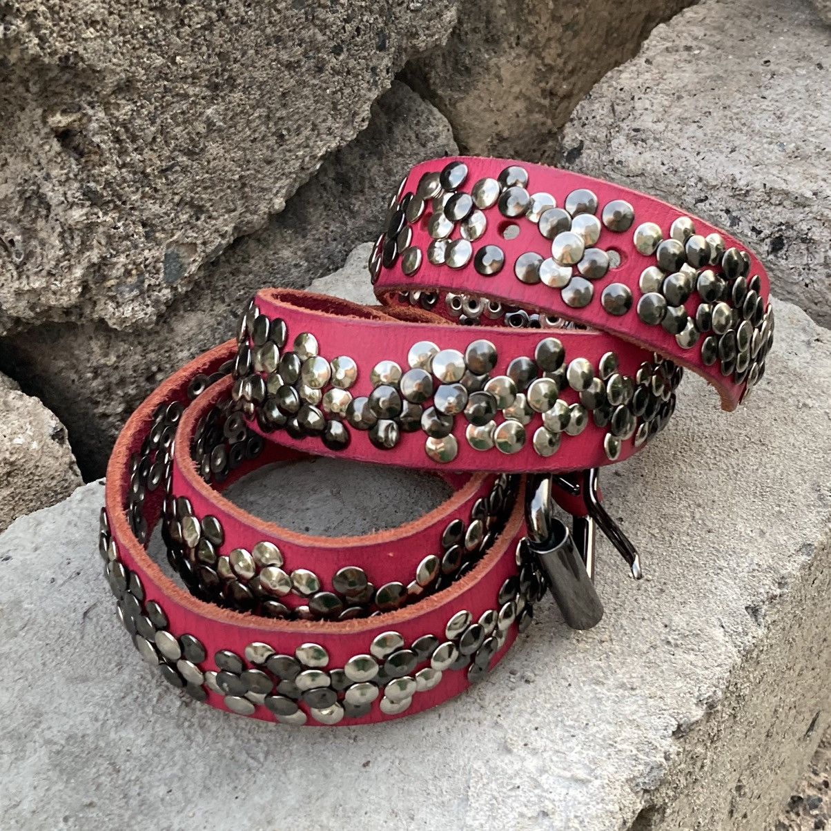 Japanese Brand Vintage punks rhinestones pink cowboy b leather belt Size ONE SIZE - 6 Thumbnail