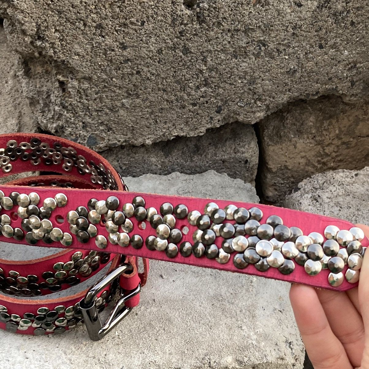 Japanese Brand Vintage punks rhinestones pink cowboy b leather belt Size ONE SIZE - 7 Thumbnail