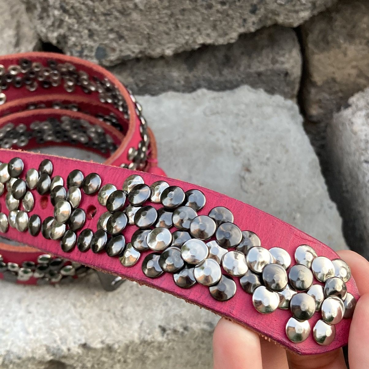 Japanese Brand Vintage punks rhinestones pink cowboy b leather belt Size ONE SIZE - 8 Thumbnail