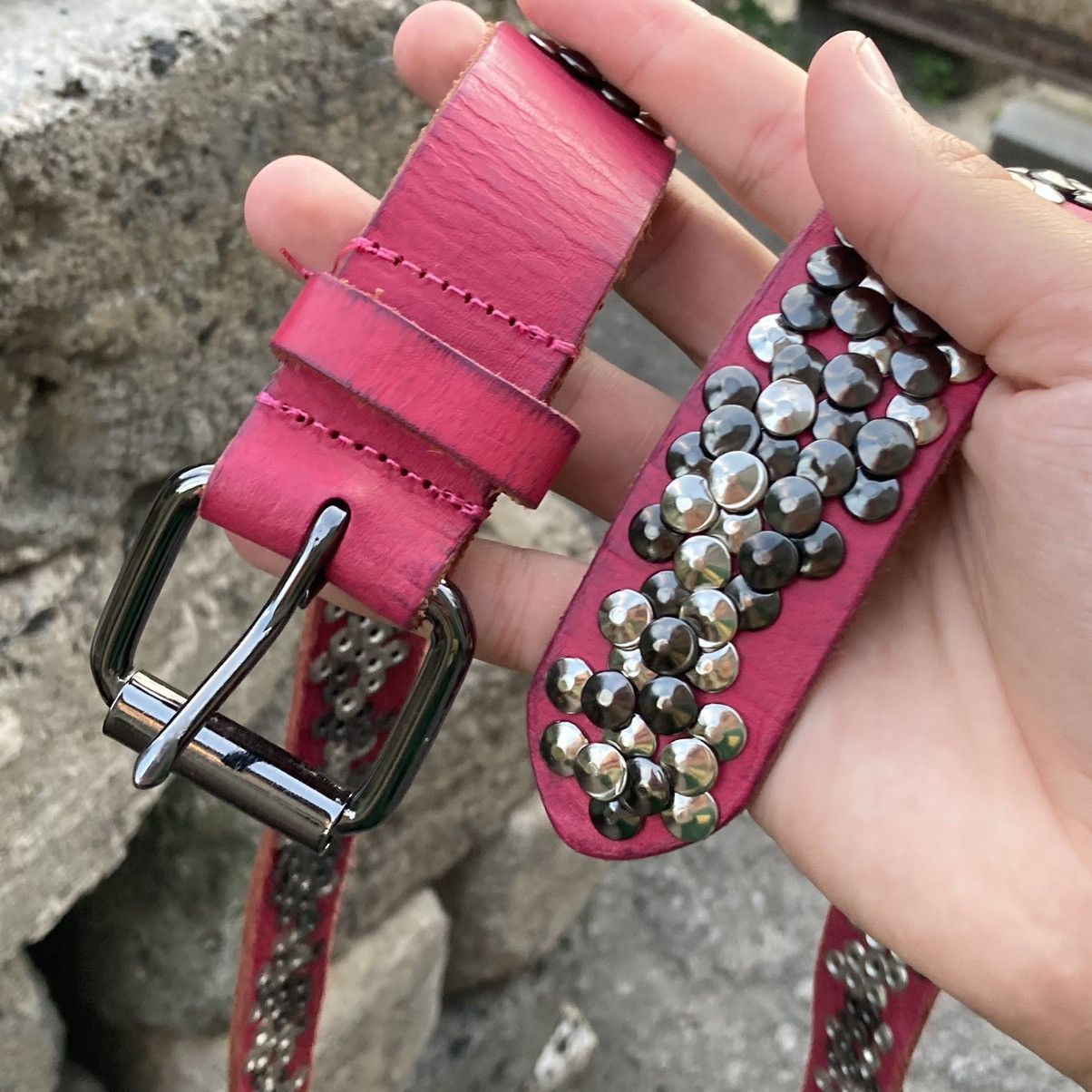 Japanese Brand Vintage punks rhinestones pink cowboy b leather belt Size ONE SIZE - 11 Thumbnail