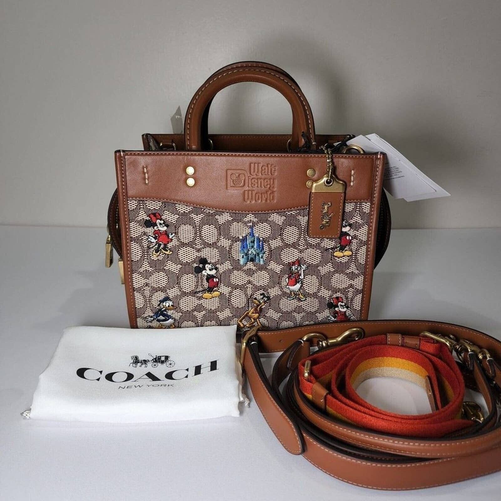 NWT COACH X DISNEY COCOA/AMBER/MULTI ROGUE 25 EMBROIDERED MICKEY  MOUSE/FRIENDS