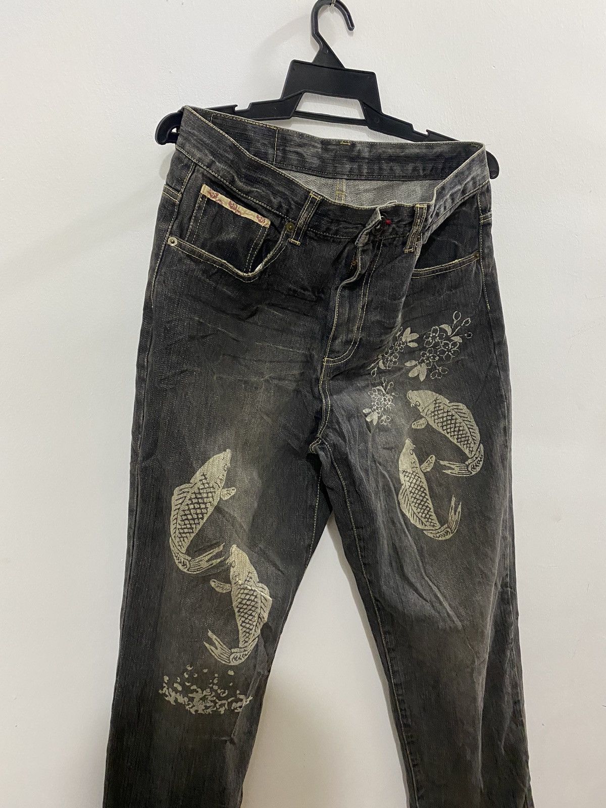 Japanese Brand Vintage Karakuri American Rapper Jeans Print Koi Fish Size US 31 - 2 Thumbnail