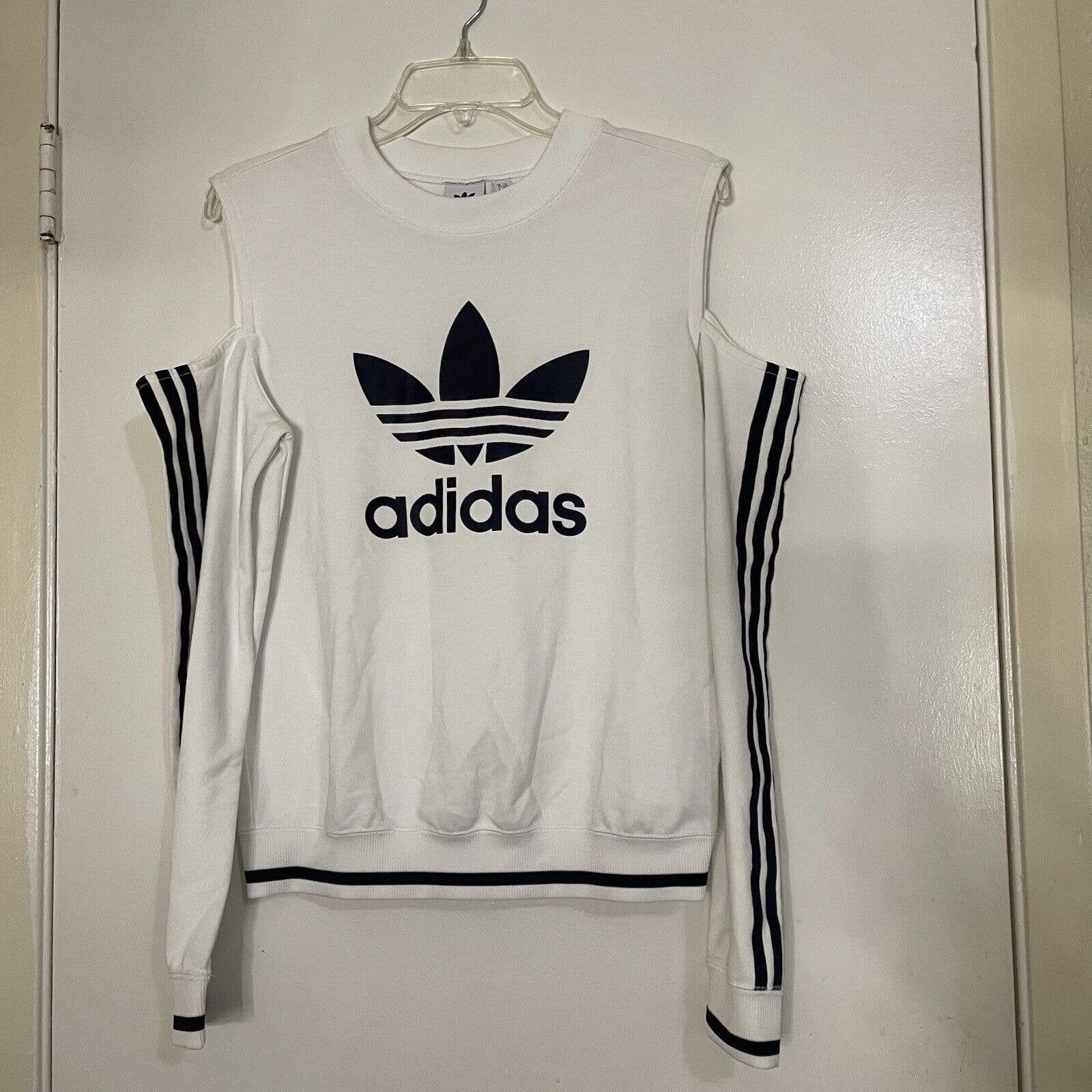 Adidas cold shoulder sweatshirt white hotsell