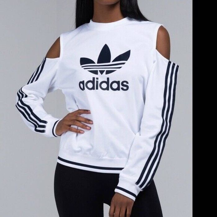 Adidas open shoulder on sale sweatshirt