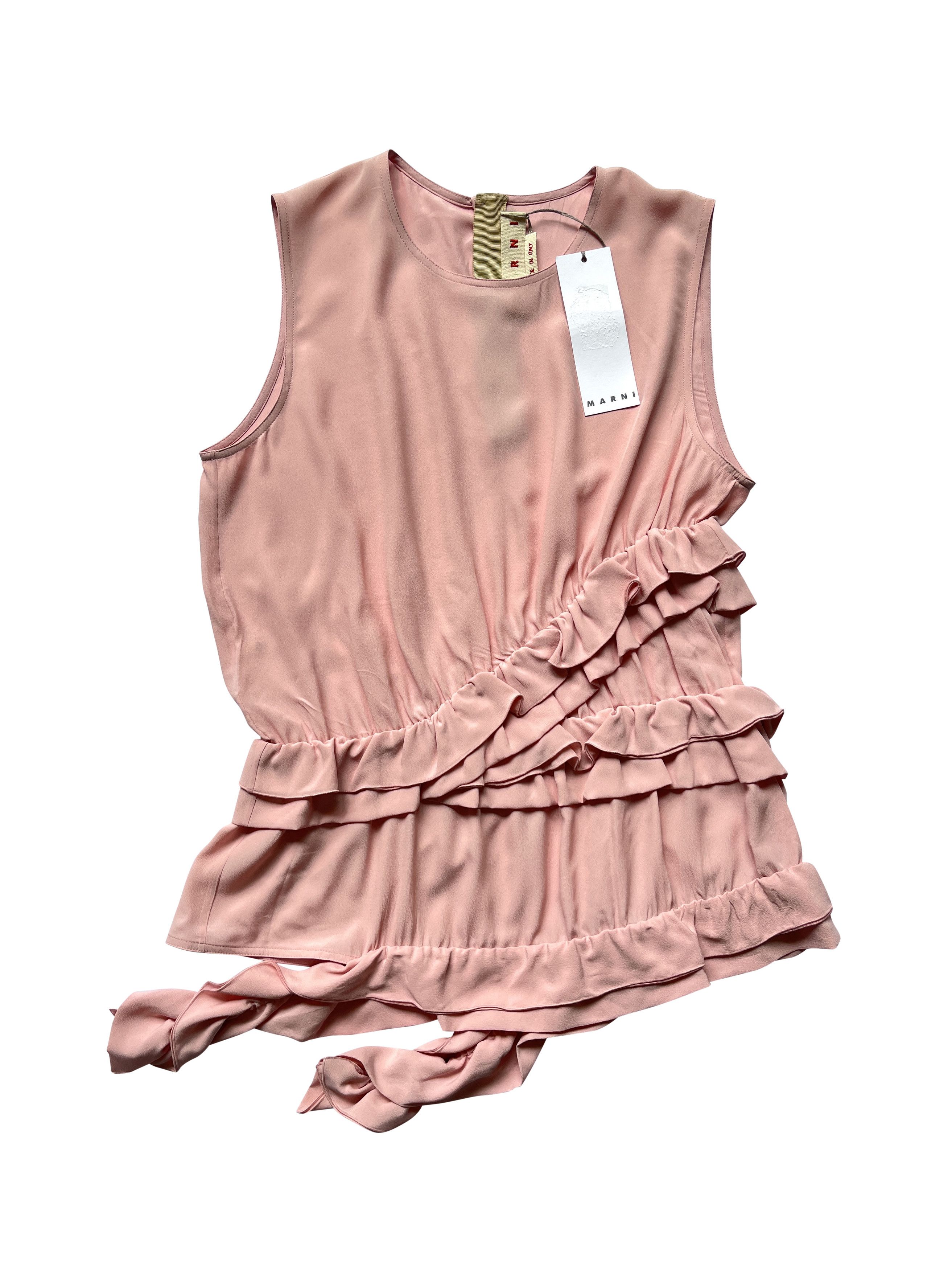 Marni ⚡️QUICK SALE⚡️Marni Pink Cinder Rose Crepe Tank Top Size XL / US 12-14 / IT 48-50 - 1 Thumbnail