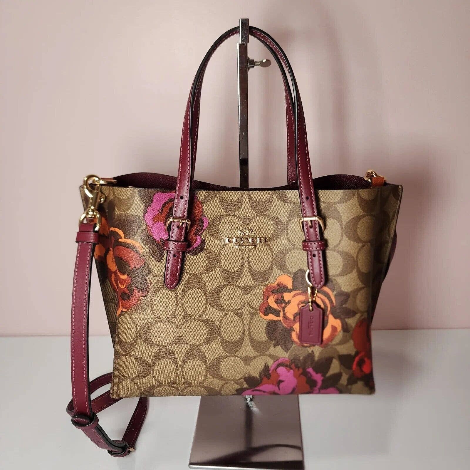 Coach (CF334) Mollie 25 Small Jumbo Floral Print Coated Canvas Tote Handbag  