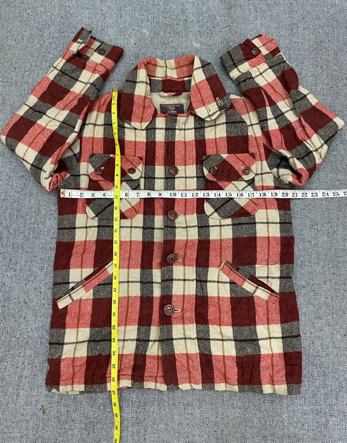 Flannel × Japanese Brand × Vintage Vintage Town & Country Wool Checkered Sherpa Flannel Jacket Size US M / EU 48-50 / 2 - 4 Thumbnail