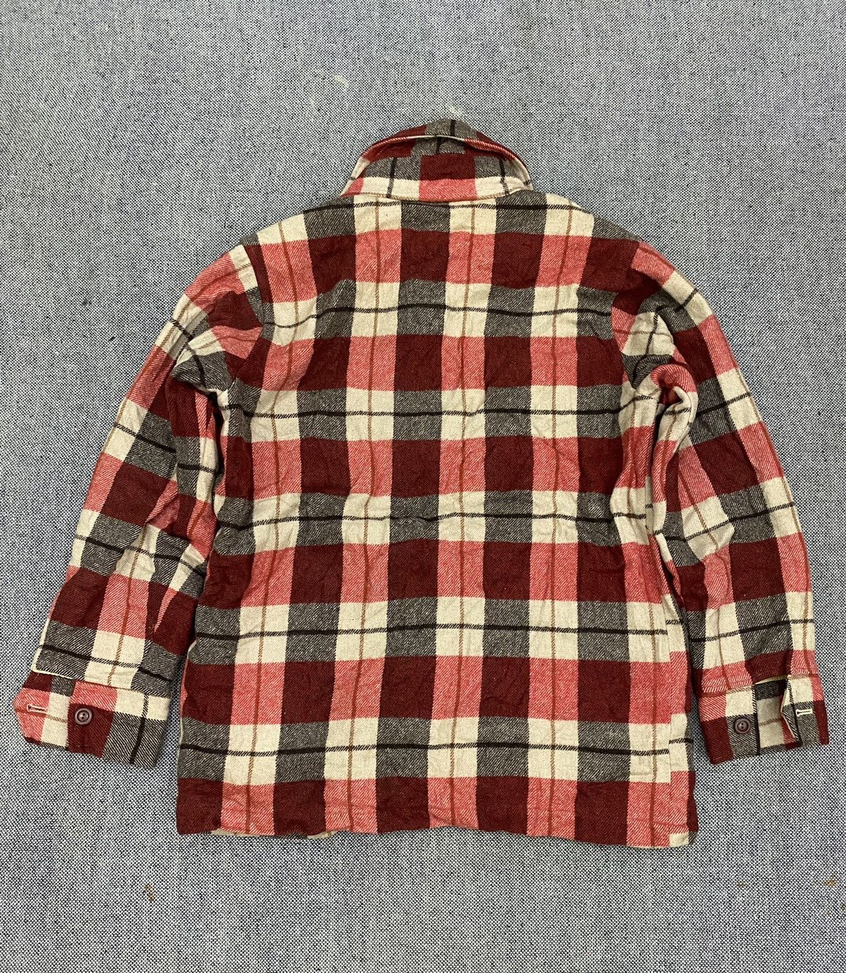 Flannel × Japanese Brand × Vintage Vintage Town & Country Wool Checkered Sherpa Flannel Jacket Size US M / EU 48-50 / 2 - 6 Thumbnail