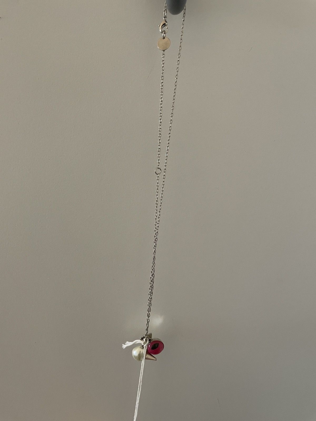 Marni Marni Silver and Pink Eye Necklace | Grailed