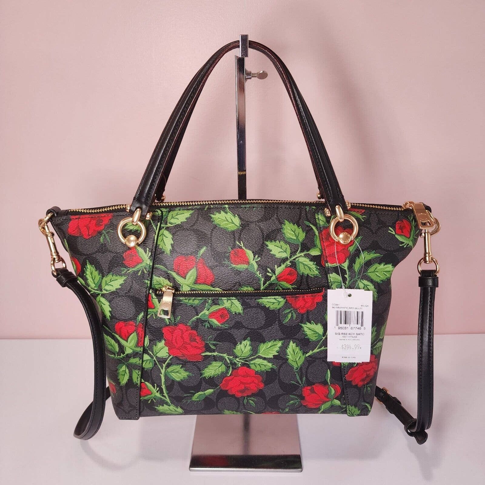 Coach ROWAN SATCHEL IN SIGNATURE on sale CANVAS WITH FAIRYTALE ROSE PRINT