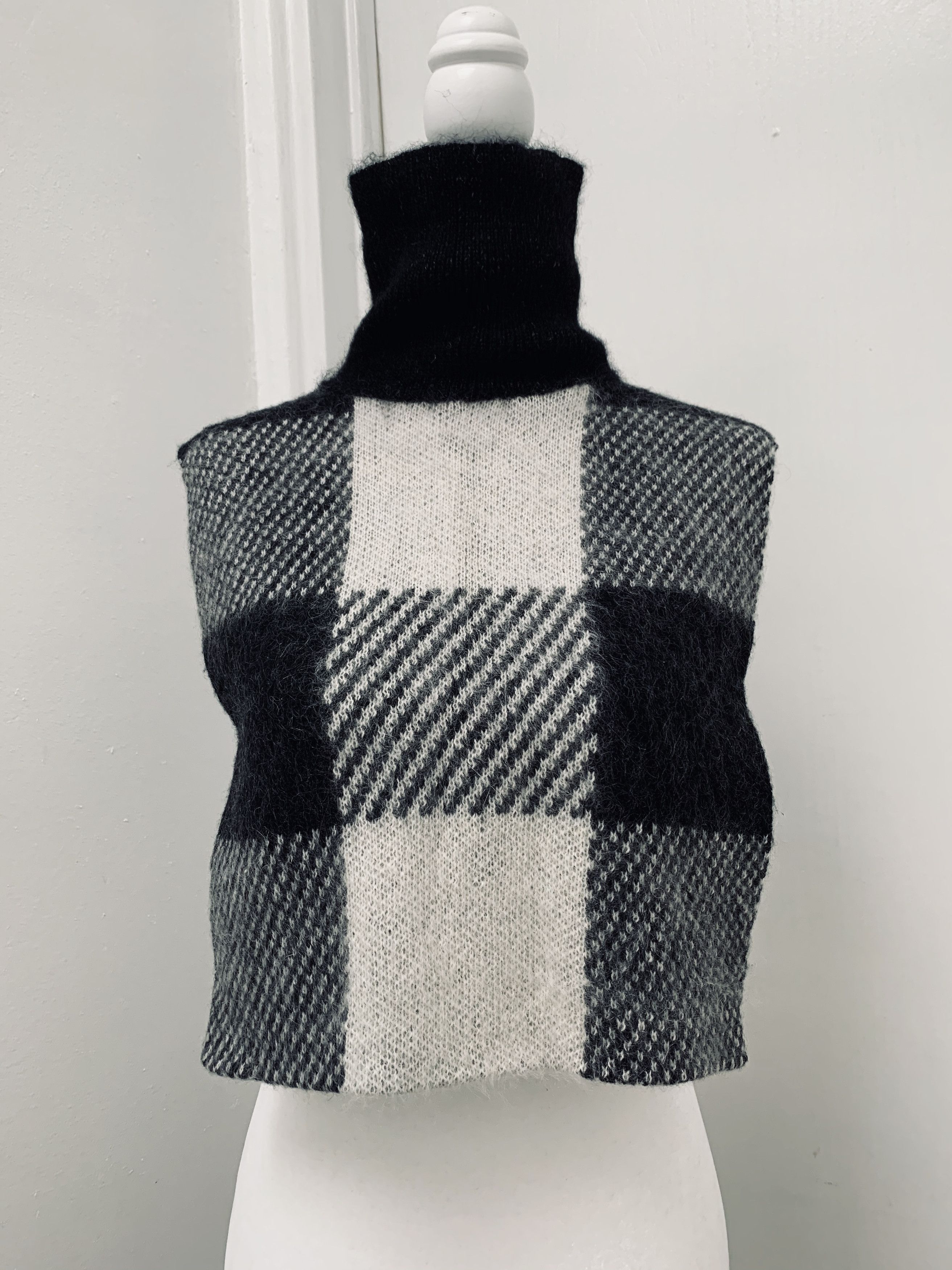 Helmut Lang NWOT Check-Block Jacquard Wool Blend Turtleneck Dickey Size ONE SIZE - 10 Thumbnail