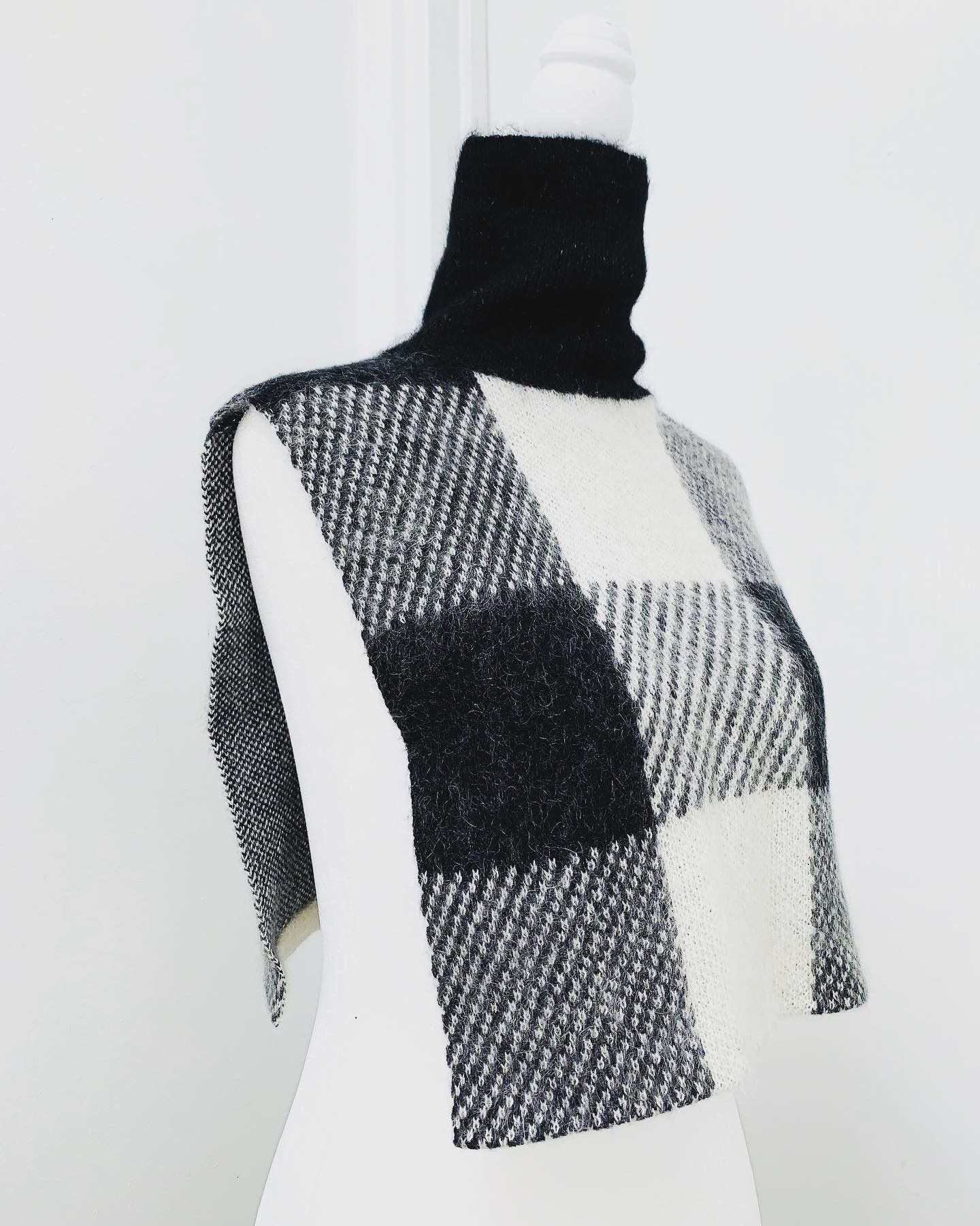 Helmut Lang NWOT Check-Block Jacquard Wool Blend Turtleneck Dickey Size ONE SIZE - 6 Thumbnail