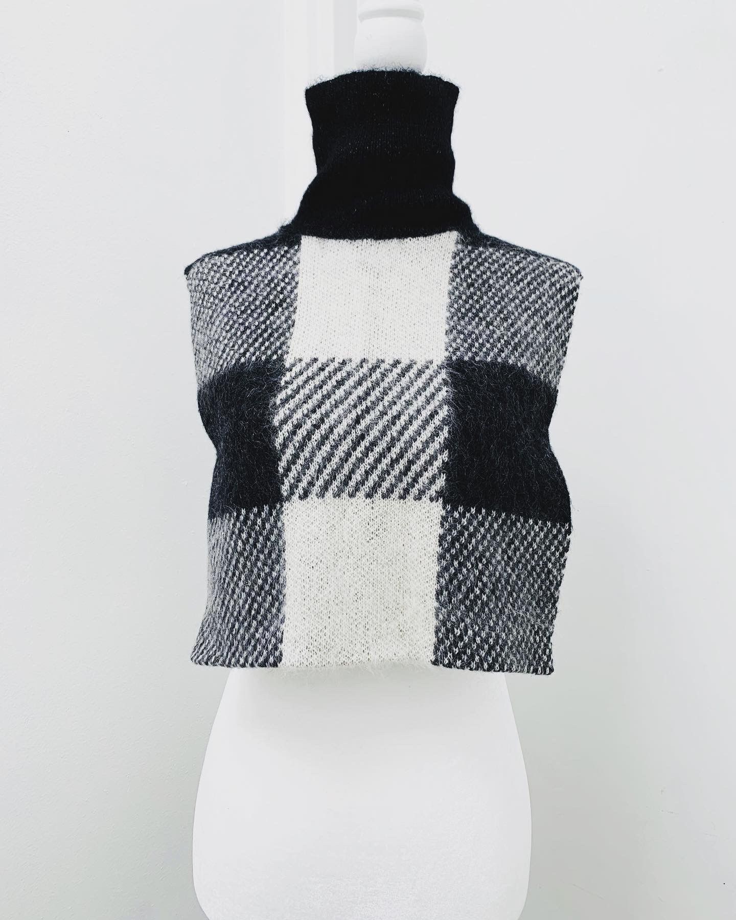 Helmut Lang NWOT Check-Block Jacquard Wool Blend Turtleneck Dickey Size ONE SIZE - 5 Thumbnail