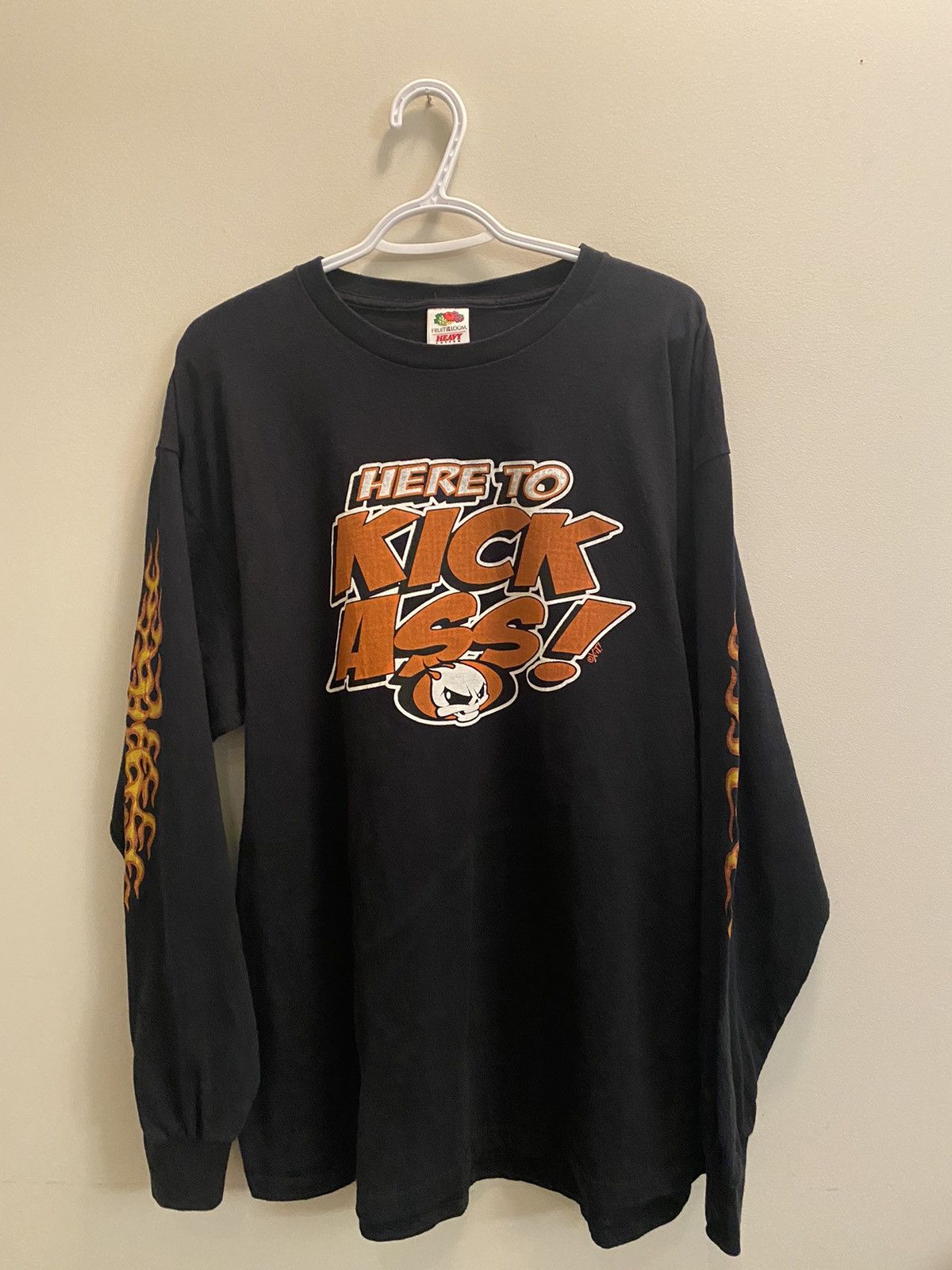 Vintage VINTAGE 90’S Y2K HERE TO KICK ASS FLAME LONG SLEEVE Size US XL / EU 56 / 4 - 1 Thumbnail