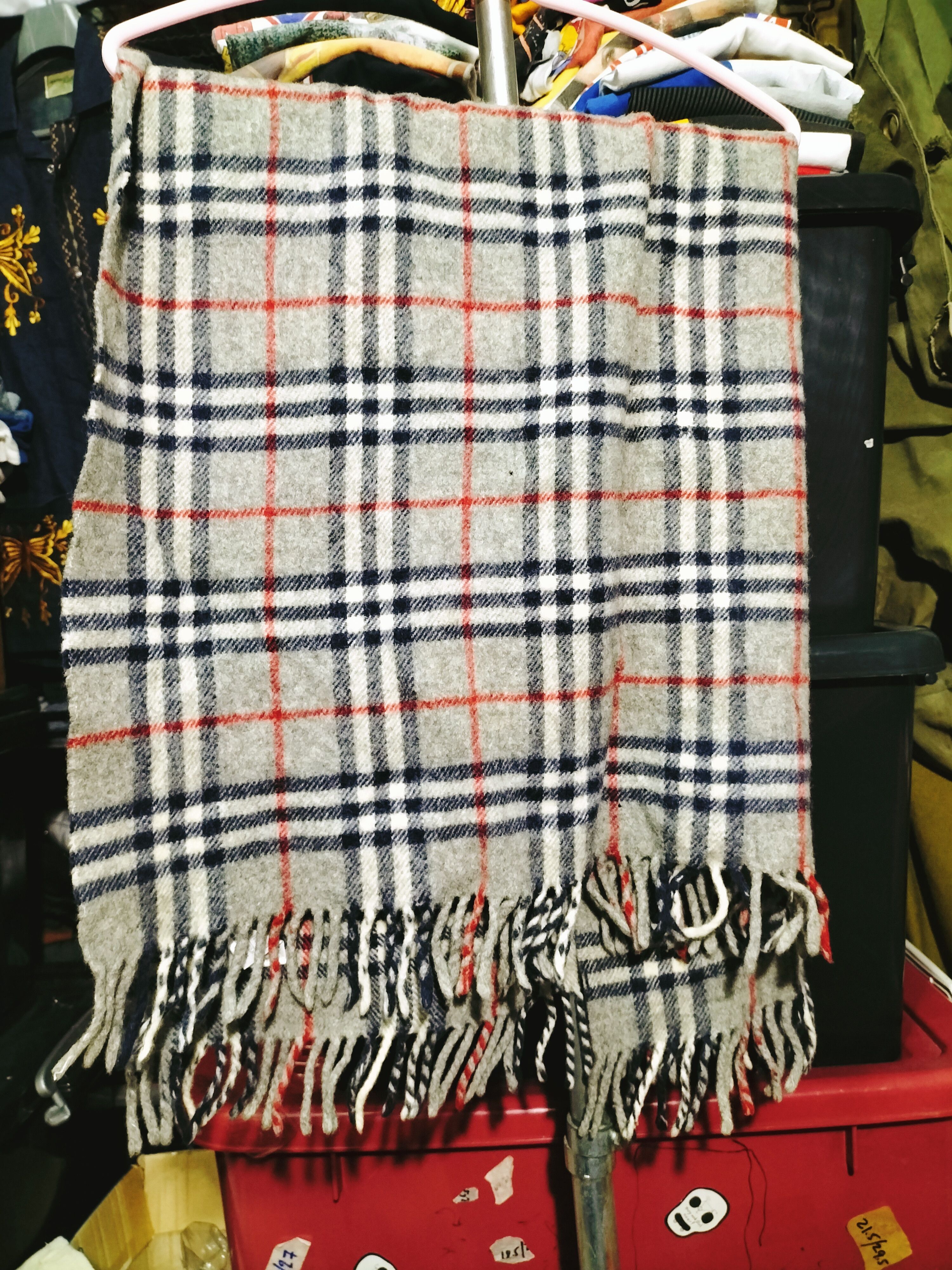 Burberry Vintage Burberry Wool Scarf Gray Embroidery Logo OG Size ONE SIZE - 6 Thumbnail