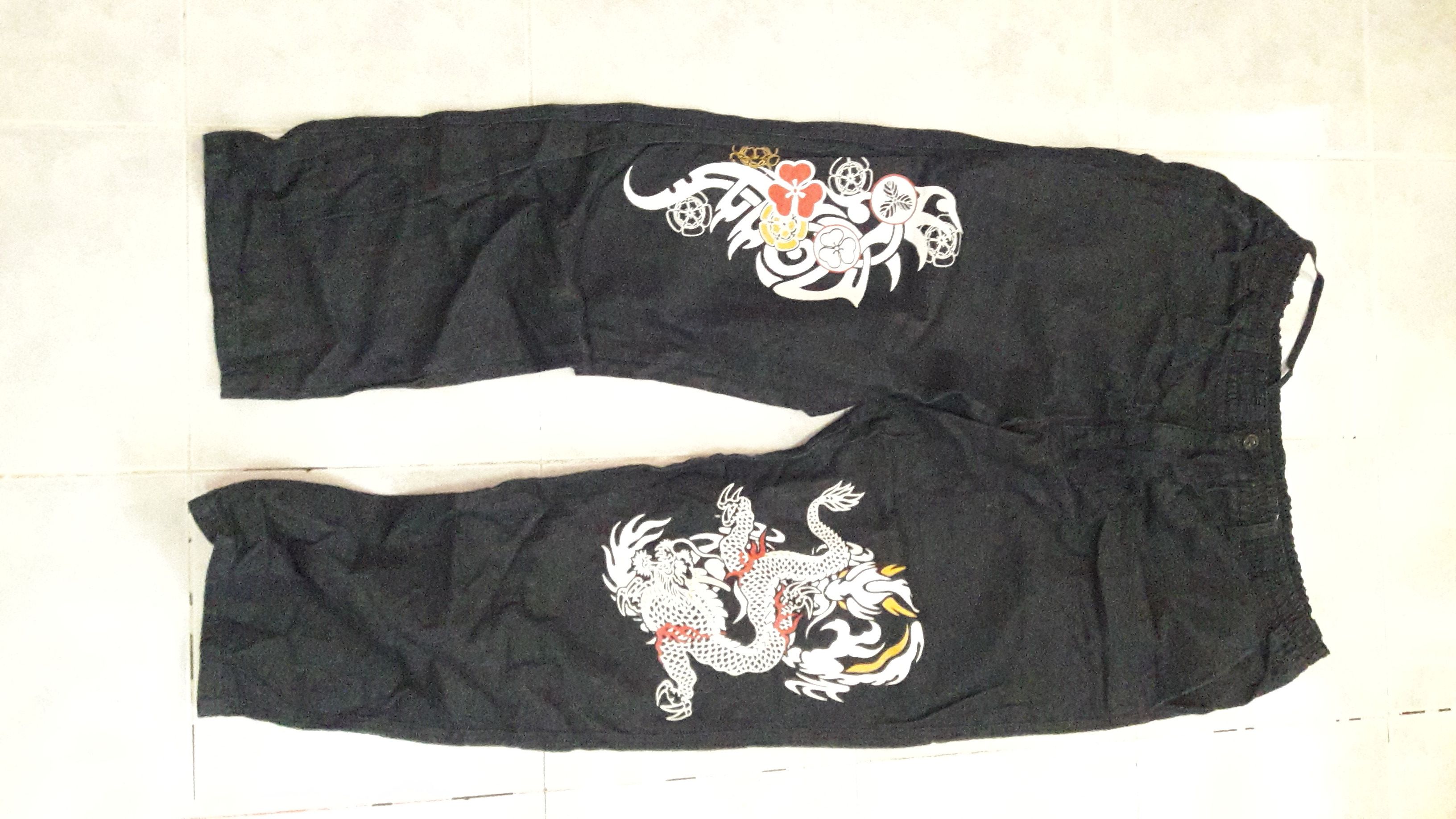 image of Vintage Amore Puro Sukajan Fashion Dragon Denim Pant in Dark Blue, Men's (Size 35)