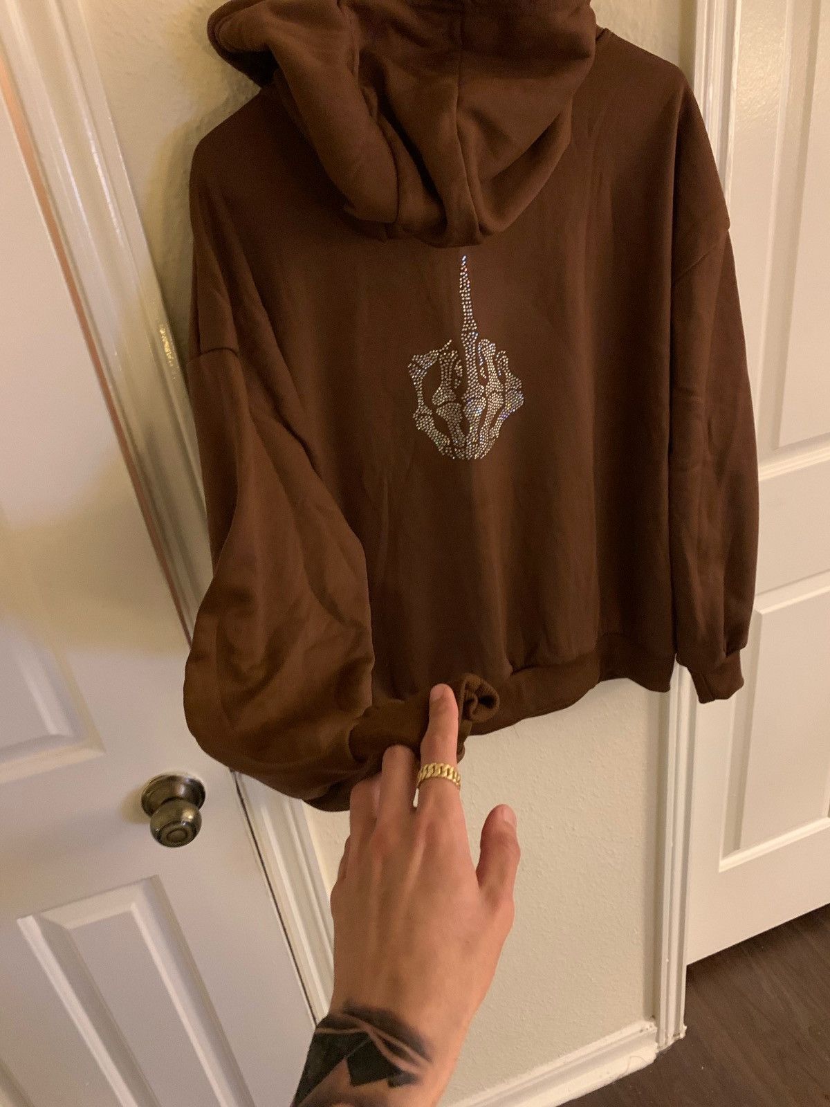 Rhinestones Skeleton Zip Up Hoodie