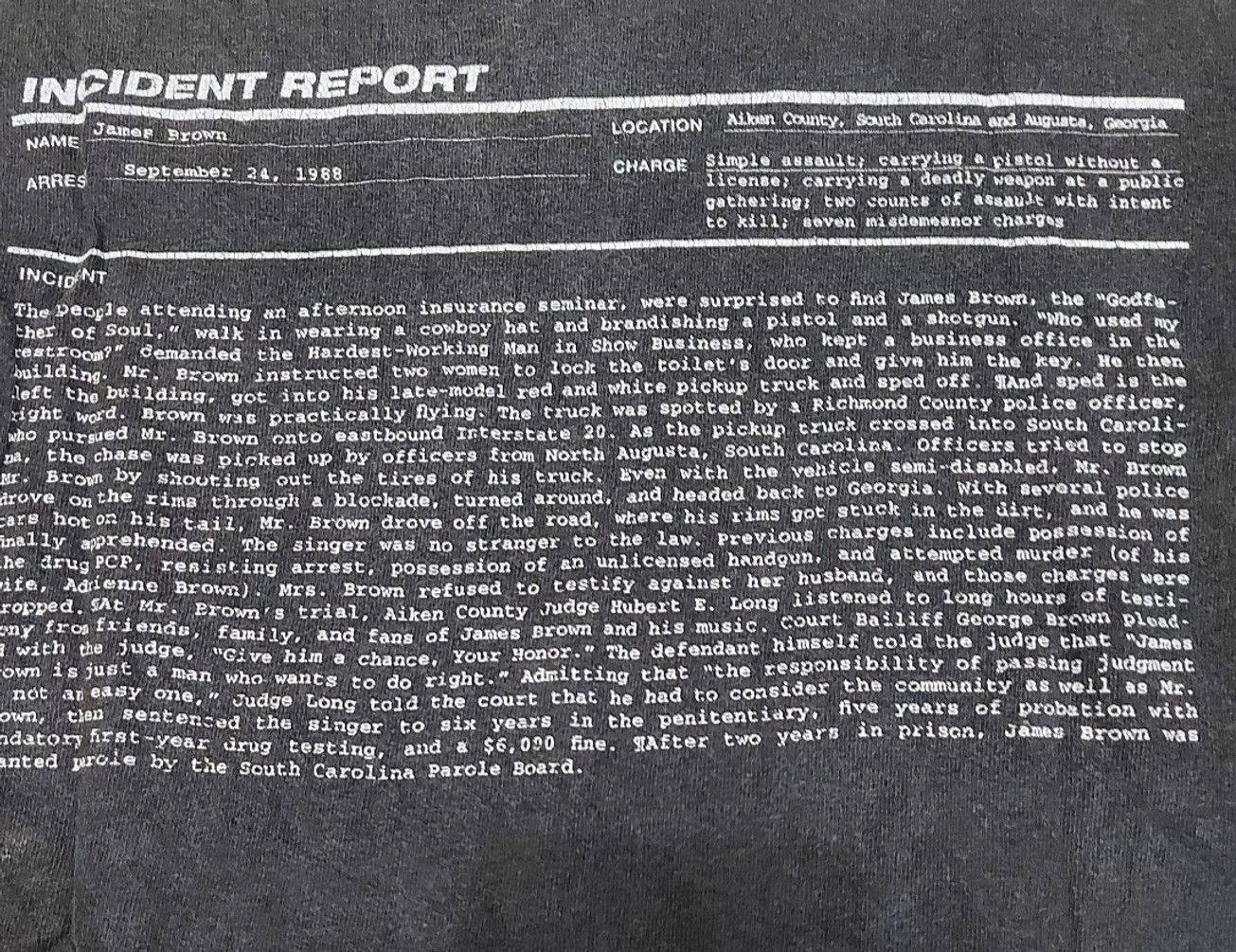 Band Tees × Vintage Vintage James Brown Incident Report Tshirt Size US S / EU 44-46 / 1 - 7 Thumbnail