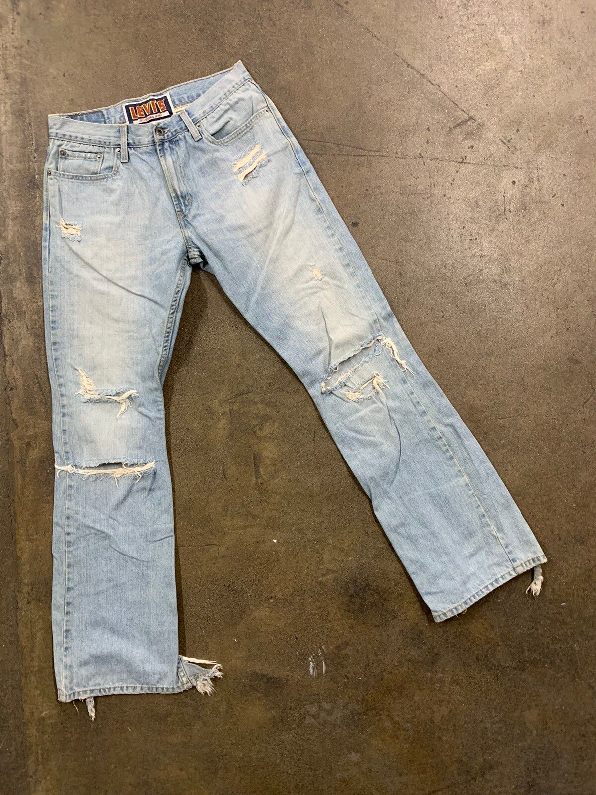 Pre-owned Levis X Vintage Levi's 527 Bootcut Distressed Boro Jeans 32 X 33 In Denim