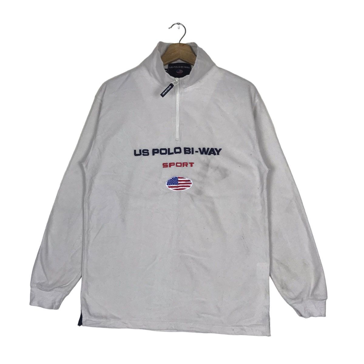 Vintage 90s US POLO SPORTS Bi-Way Half Zip Fleece Shirt Long