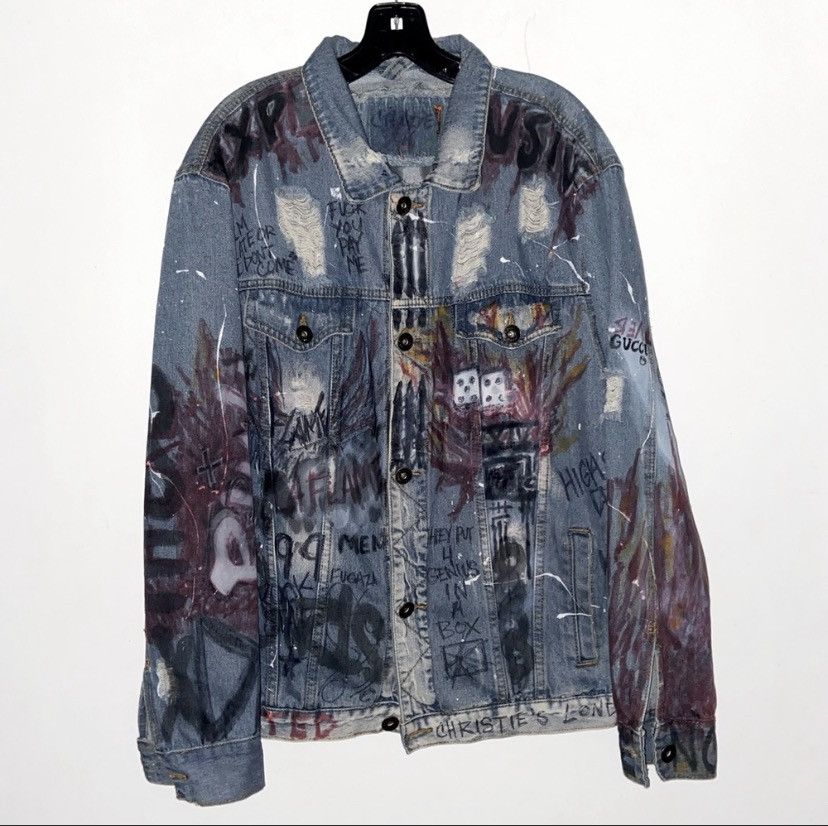 Fuck Fame Buy Freedom 1/1 denim jacket hand painted St.R UNI