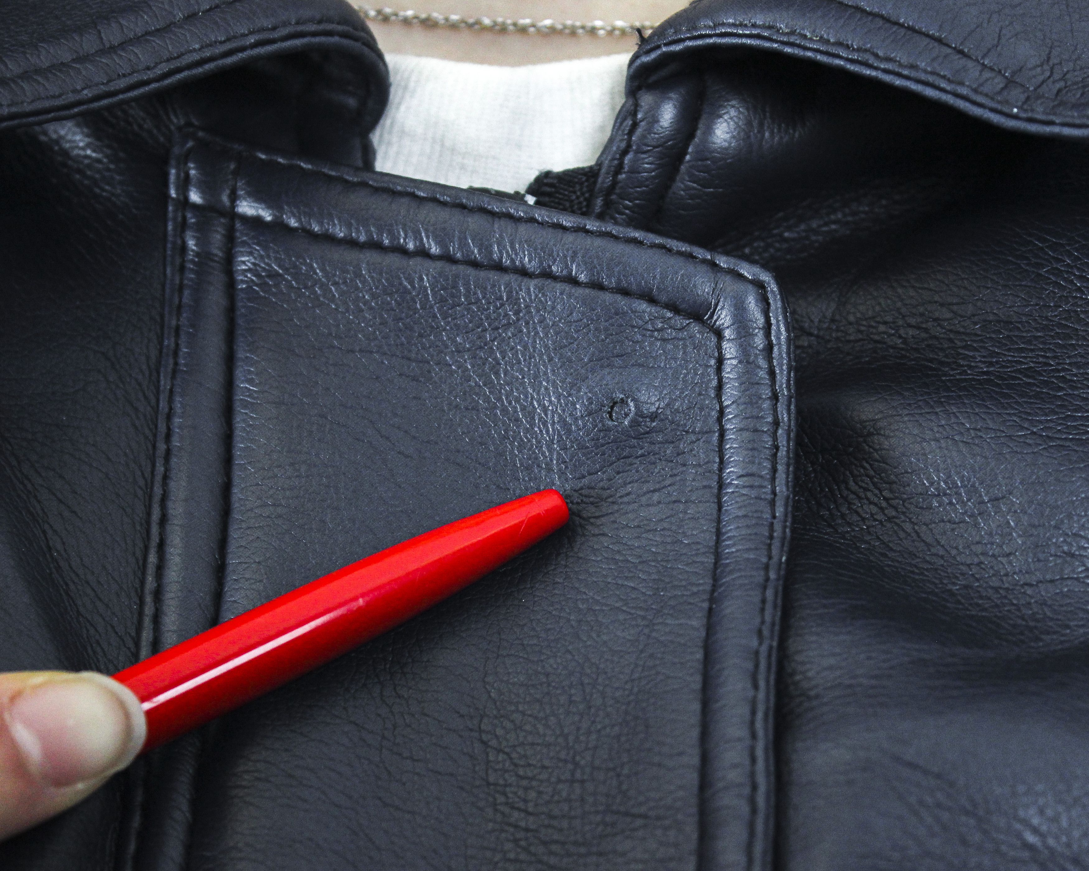 Other × Vintage Real Leather Jacket Over Coat Zip Up Blazer Navy Moto Biker Size L / US 10 / IT 46 - 5 Thumbnail
