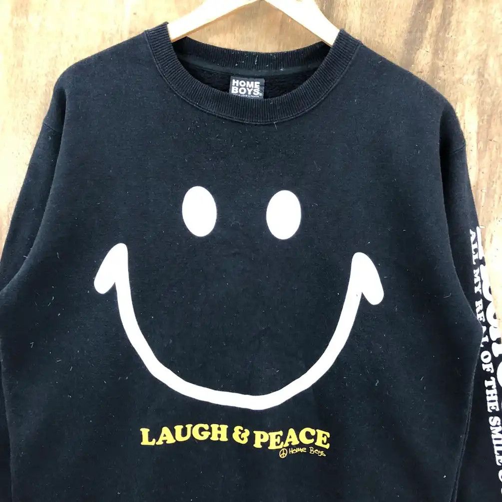 Japanese Brand × Vintage Vintage Big Logo Smile By Homme Boy Black Sweatshirt #0135 Size US L / EU 52-54 / 3 - 4 Thumbnail