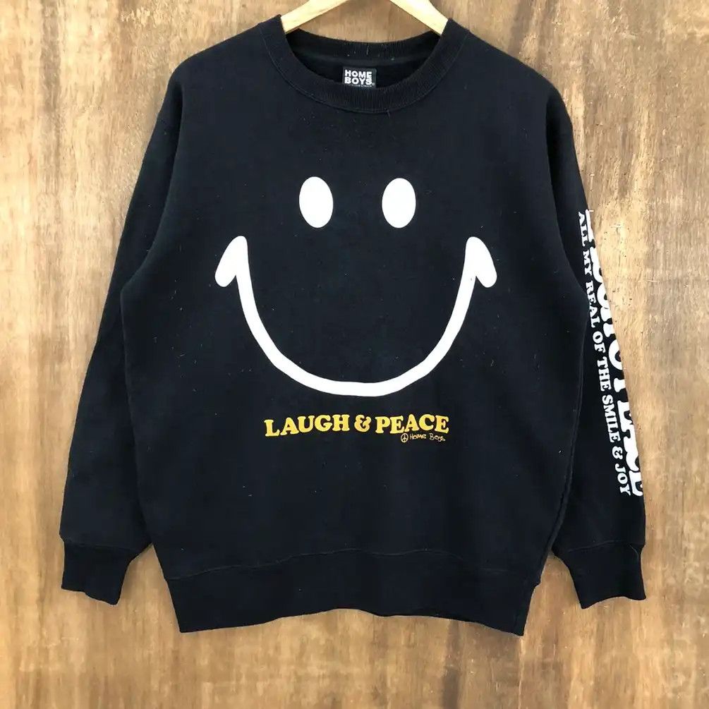 Japanese Brand × Vintage Vintage Big Logo Smile By Homme Boy Black Sweatshirt #0135 Size US L / EU 52-54 / 3 - 3 Thumbnail