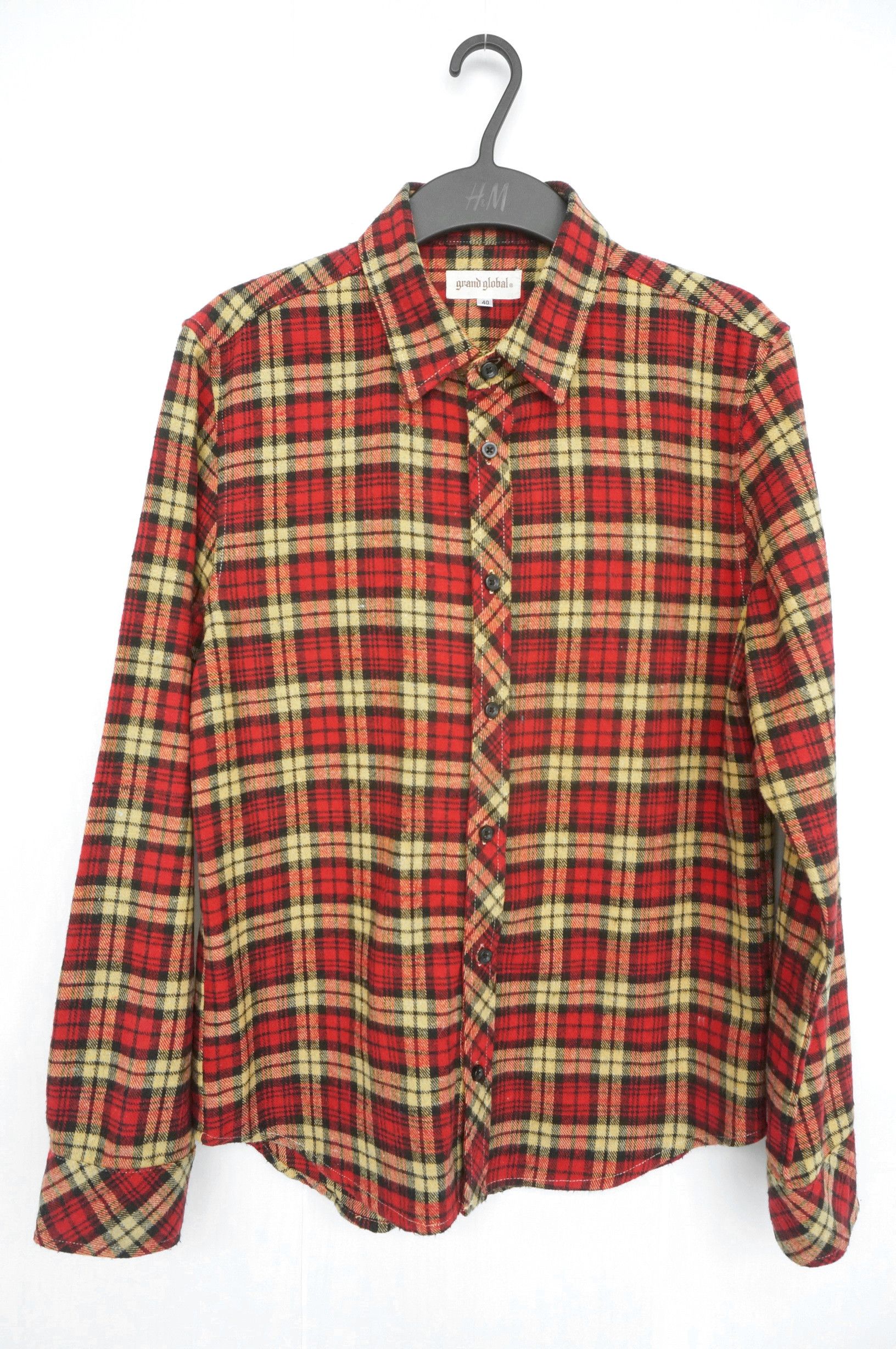 Japanese Brand Vintage GRAND GLOBAL Plaid Tartan Cotton Flannel Shirt Size US S / EU 44-46 / 1 - 1 Thumbnail