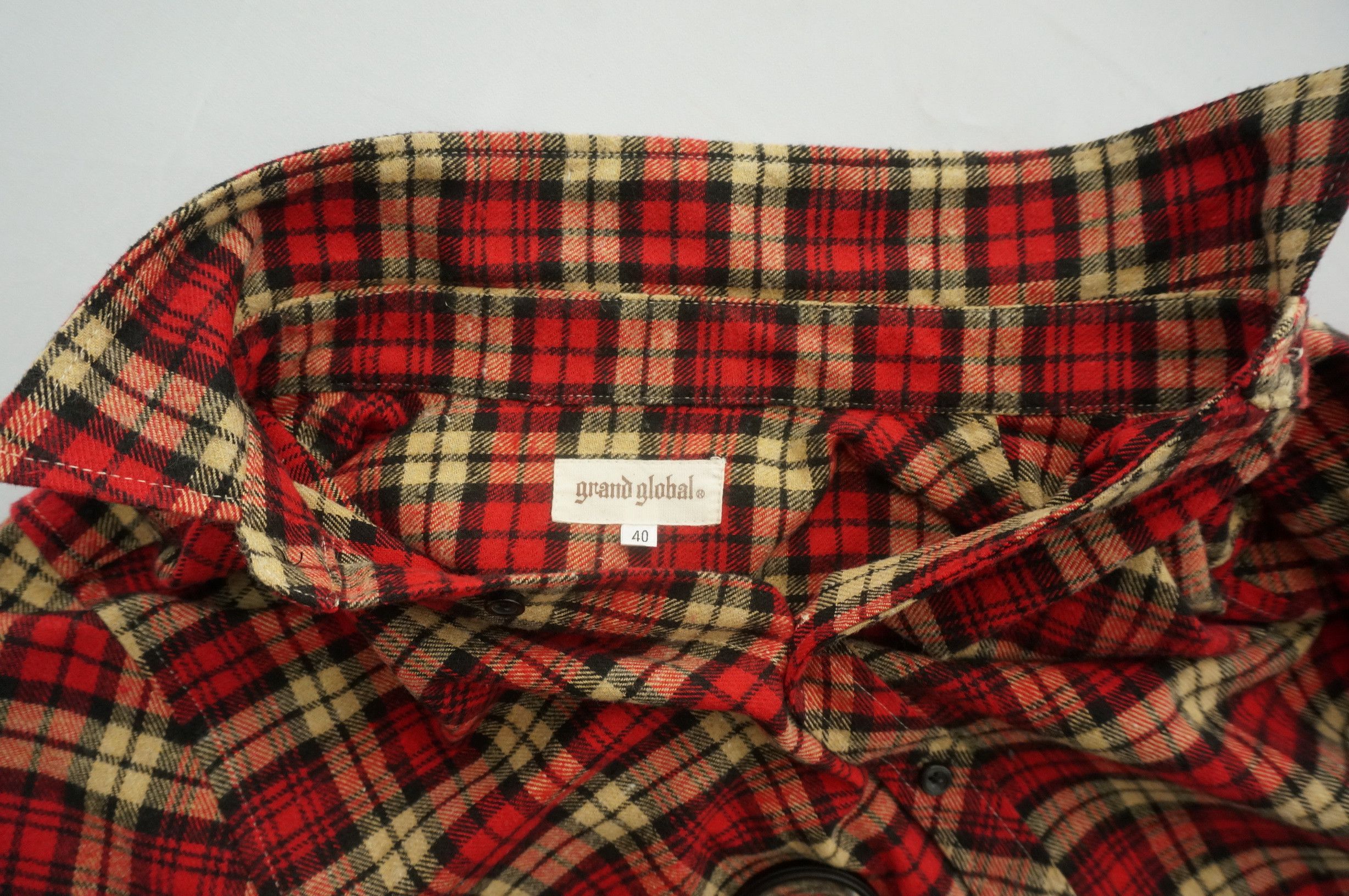 Japanese Brand Vintage GRAND GLOBAL Plaid Tartan Cotton Flannel Shirt Size US S / EU 44-46 / 1 - 13 Thumbnail