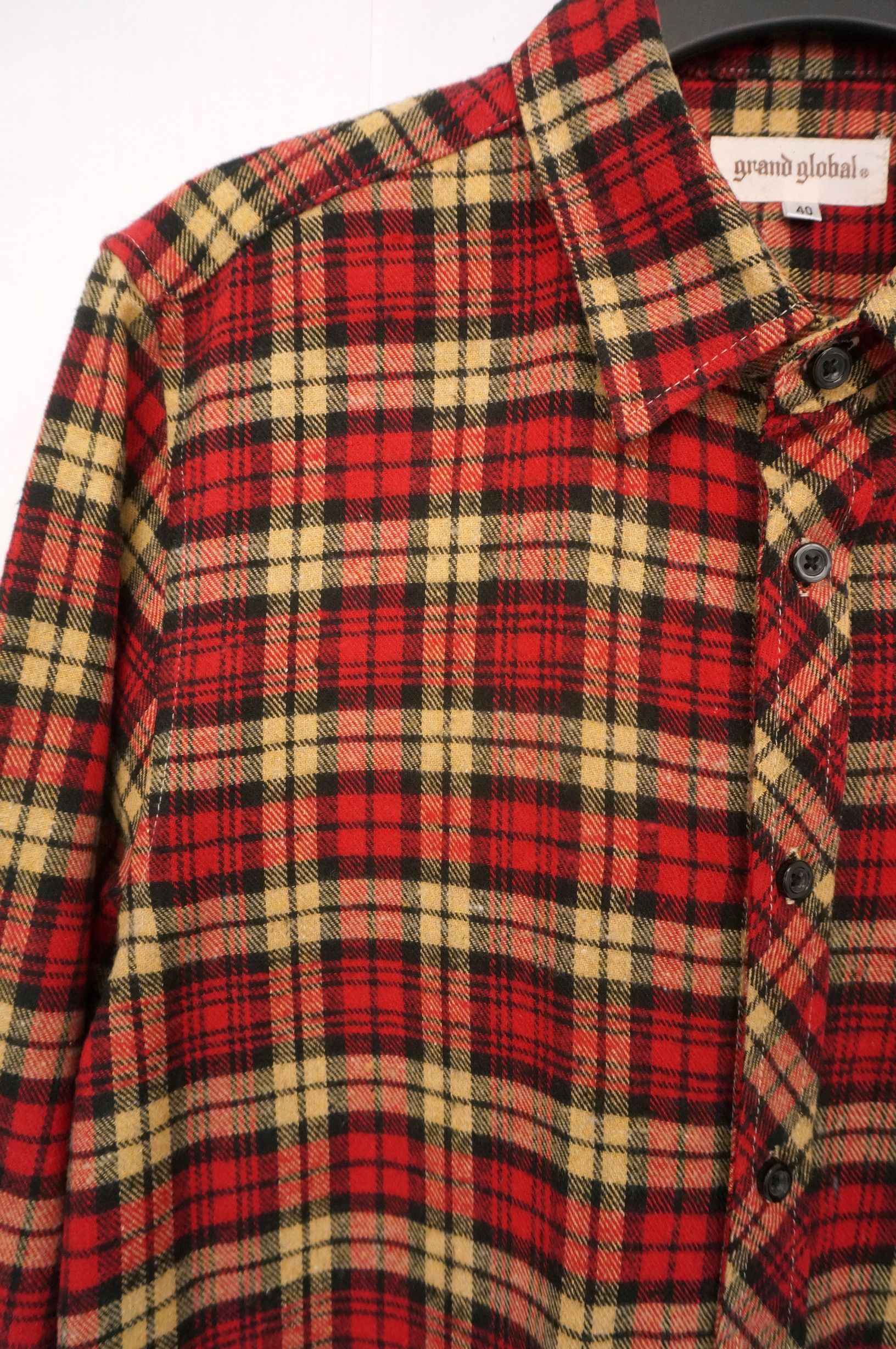 Japanese Brand Vintage GRAND GLOBAL Plaid Tartan Cotton Flannel Shirt Size US S / EU 44-46 / 1 - 2 Thumbnail