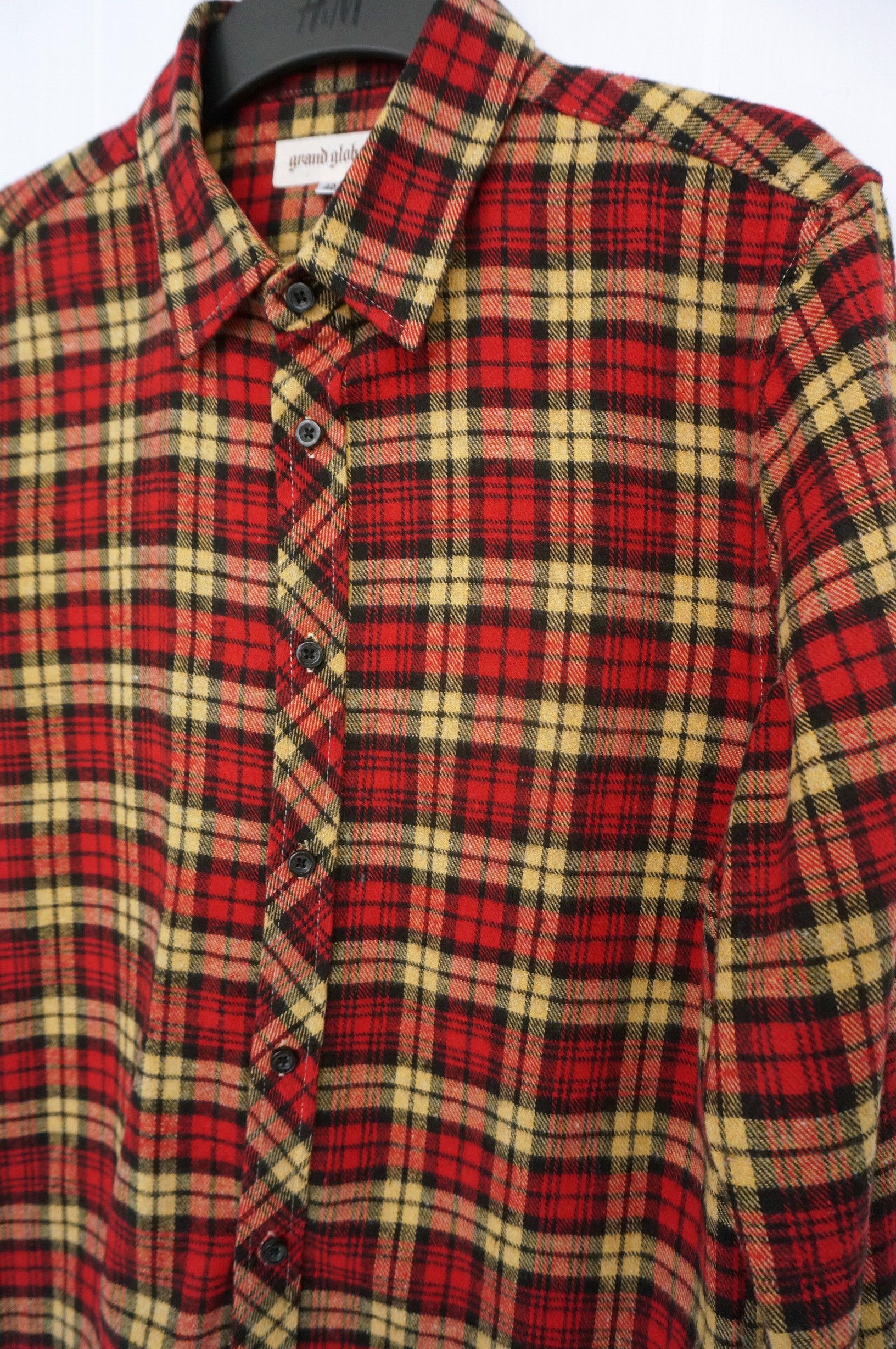 Japanese Brand Vintage GRAND GLOBAL Plaid Tartan Cotton Flannel Shirt Size US S / EU 44-46 / 1 - 4 Thumbnail