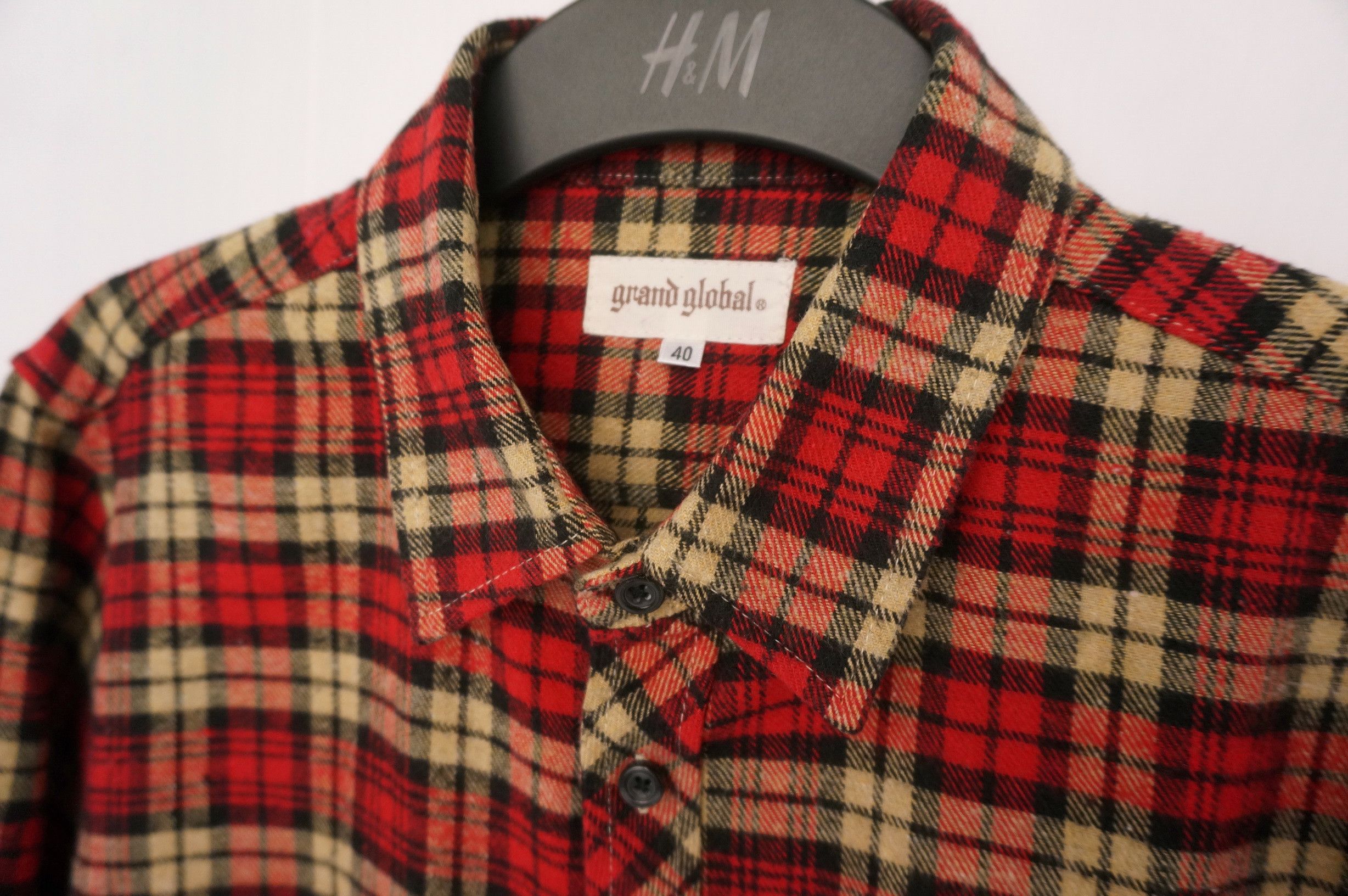 Japanese Brand Vintage GRAND GLOBAL Plaid Tartan Cotton Flannel Shirt Size US S / EU 44-46 / 1 - 5 Thumbnail