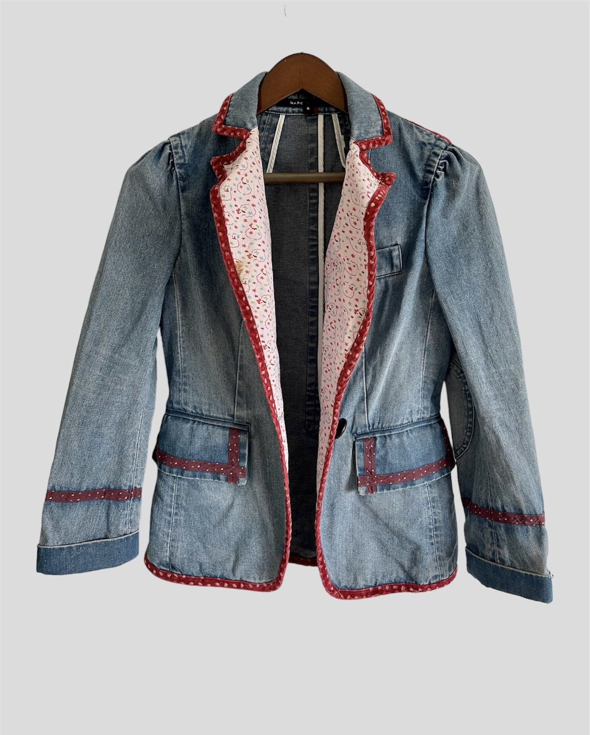 VINTAGE RARE MARC JACOBS DENIM FLORAL LINING JACKET/BLAZER