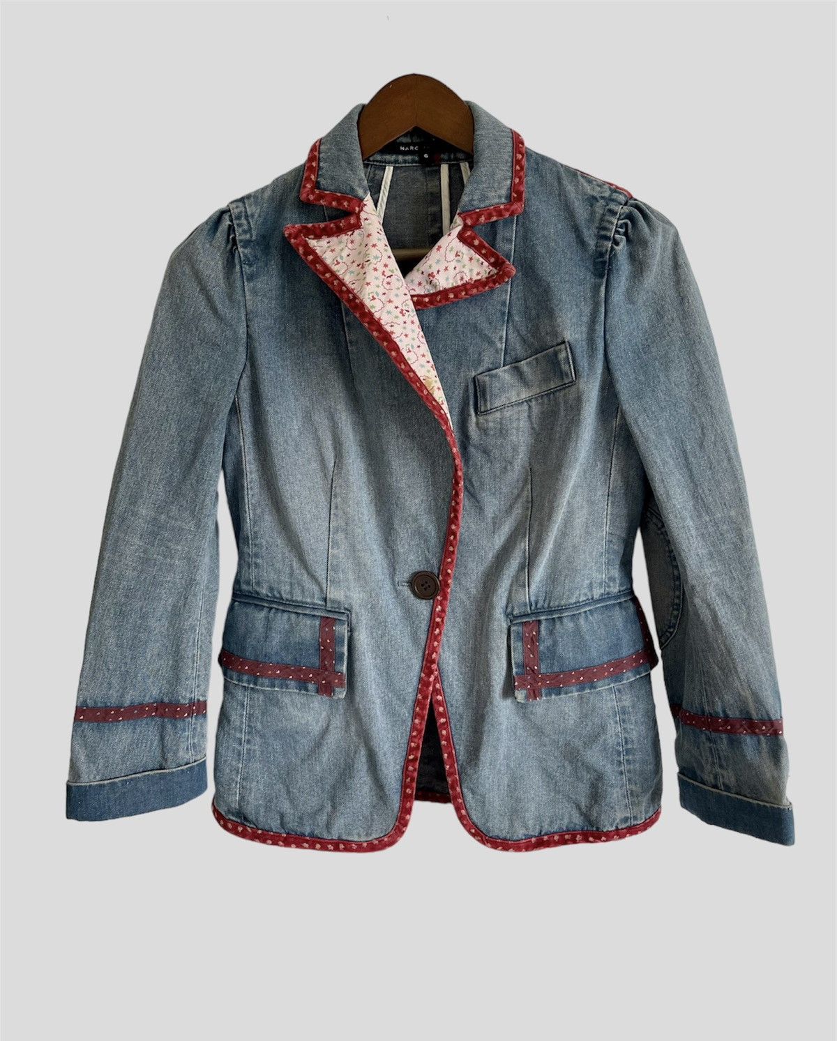 Marc Jacobs × Marc by Marc Jacobs × Vintage VINTAGE RARE MARC JACOBS DENIM FLORAL LINING JACKET/BLAZER Size M / US 6-8 / IT 42-44 - 4 Thumbnail