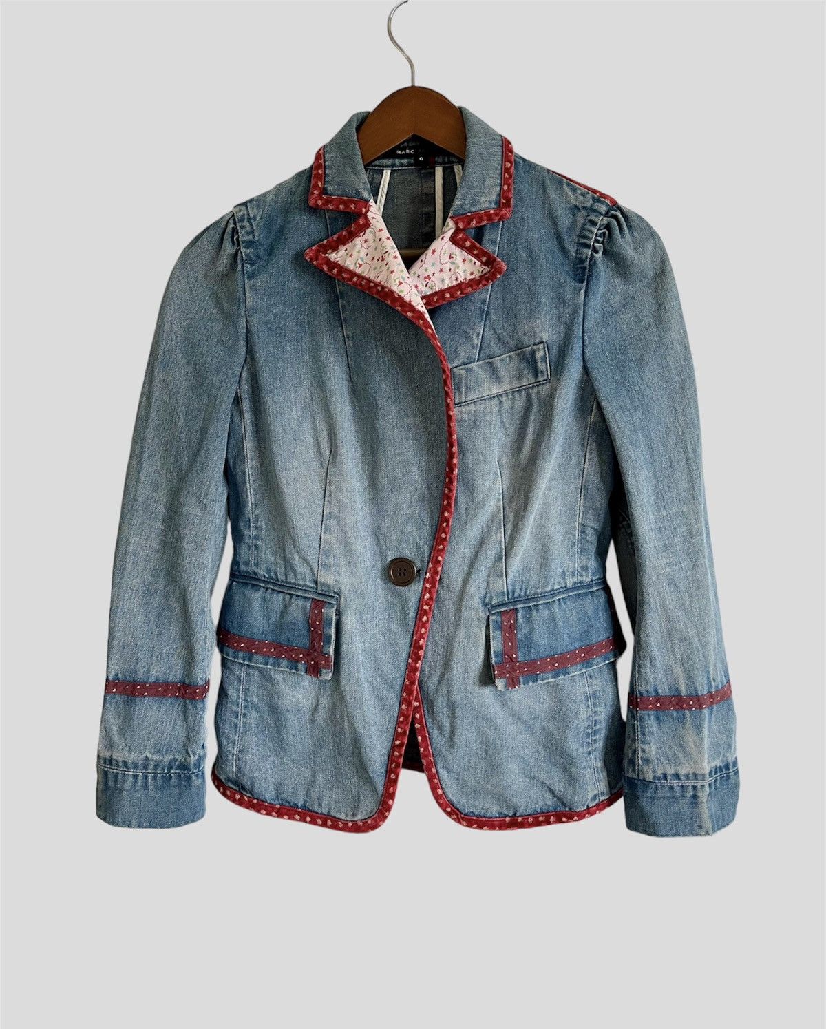 Marc Jacobs × Marc by Marc Jacobs × Vintage VINTAGE RARE MARC JACOBS DENIM FLORAL LINING JACKET/BLAZER Size M / US 6-8 / IT 42-44 - 2 Thumbnail