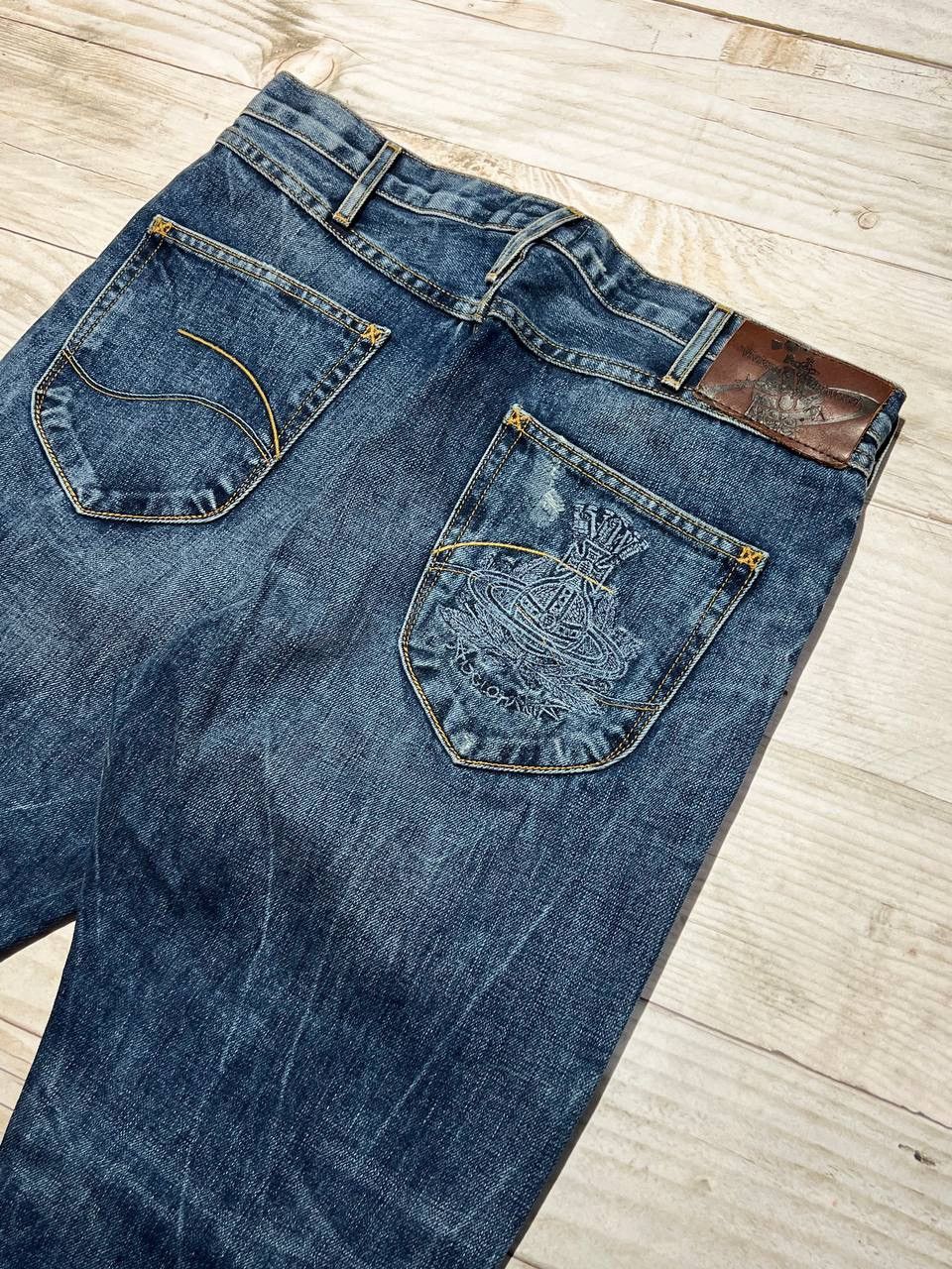 image of New Vivienne Westwood X Lee Anglomania Denim Jeans Big Logo in Blue, Men's (Size 32)