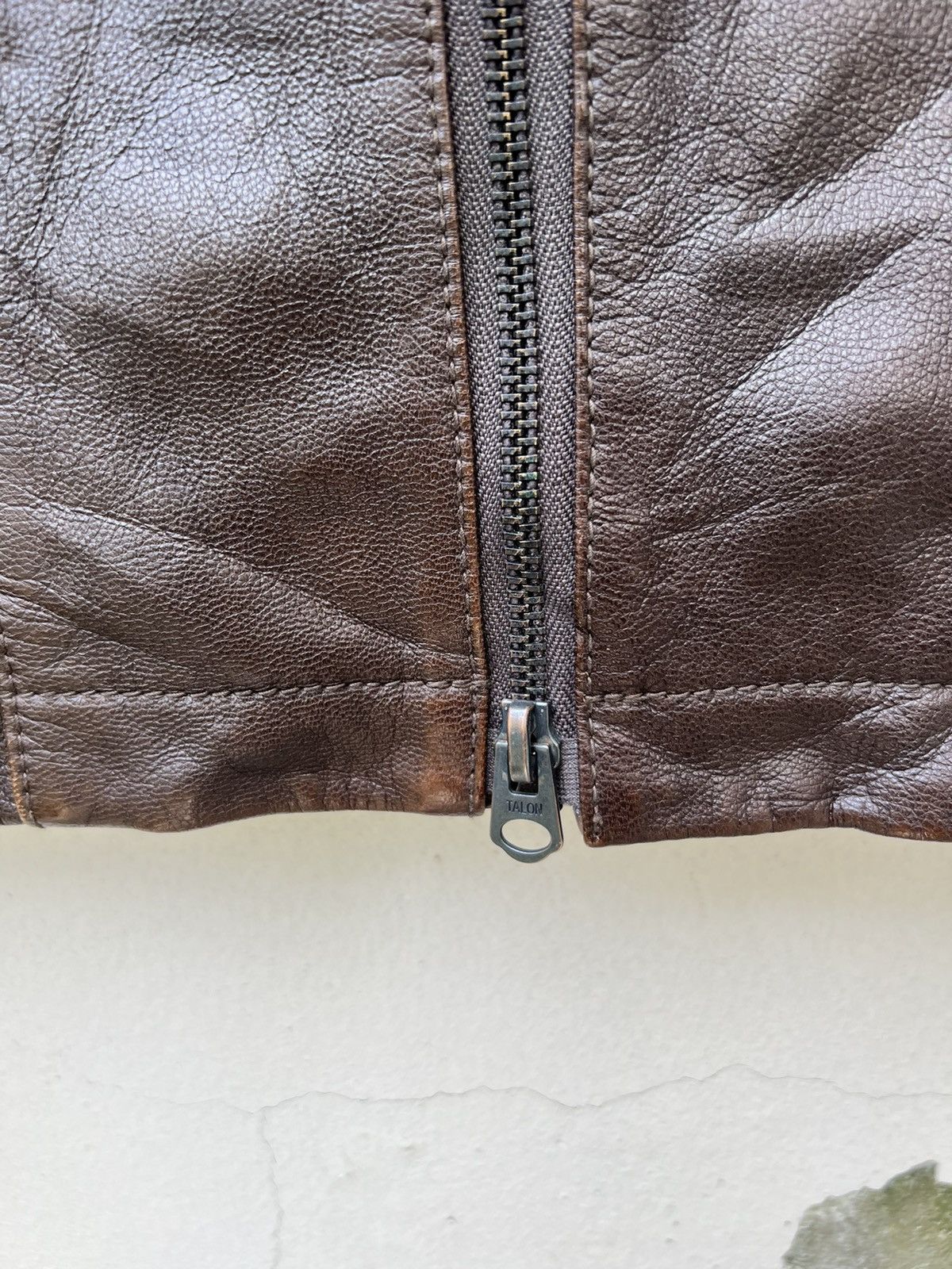 Katharine Hamnett London HAMNETT Nehru Collar Goat Skin Fade Patina Leather Jacket Size US S / EU 44-46 / 1 - 9 Thumbnail