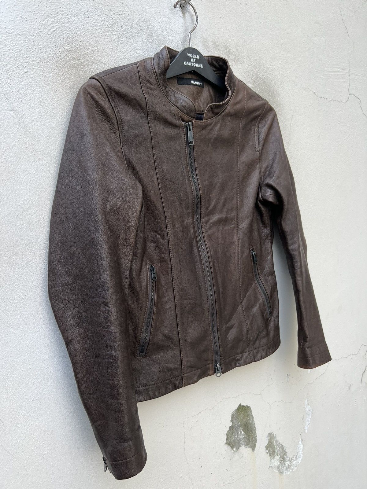 Katharine Hamnett London HAMNETT Nehru Collar Goat Skin Fade Patina Leather Jacket Size US S / EU 44-46 / 1 - 10 Thumbnail