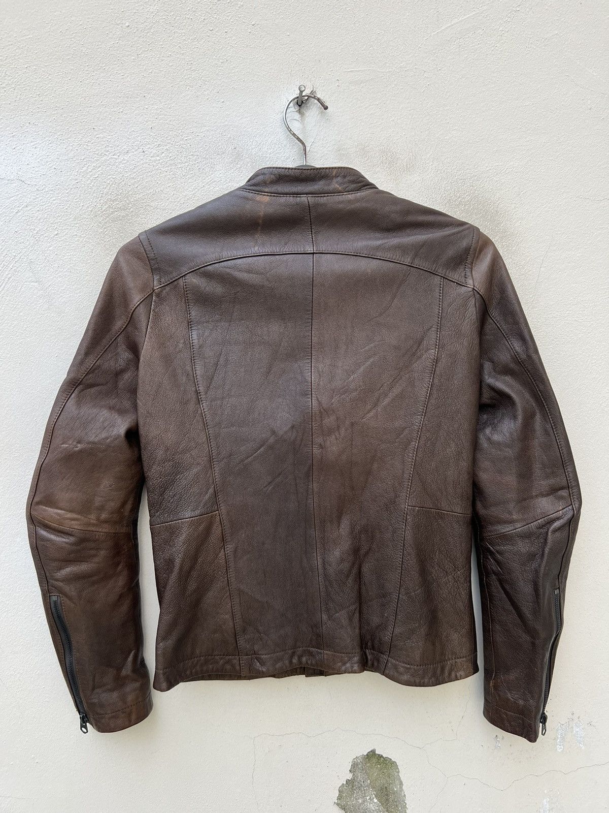 Katharine Hamnett London HAMNETT Nehru Collar Goat Skin Fade Patina Leather Jacket Size US S / EU 44-46 / 1 - 11 Thumbnail