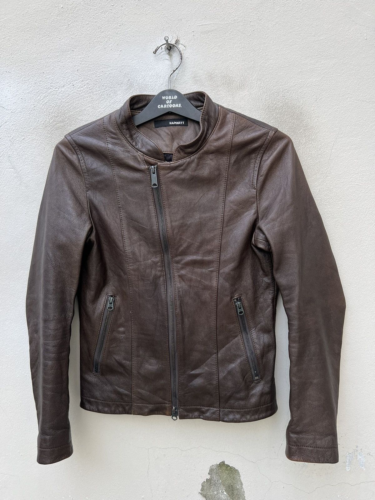 Katharine Hamnett London HAMNETT Nehru Collar Goat Skin Fade Patina Leather Jacket Size US S / EU 44-46 / 1 - 6 Thumbnail