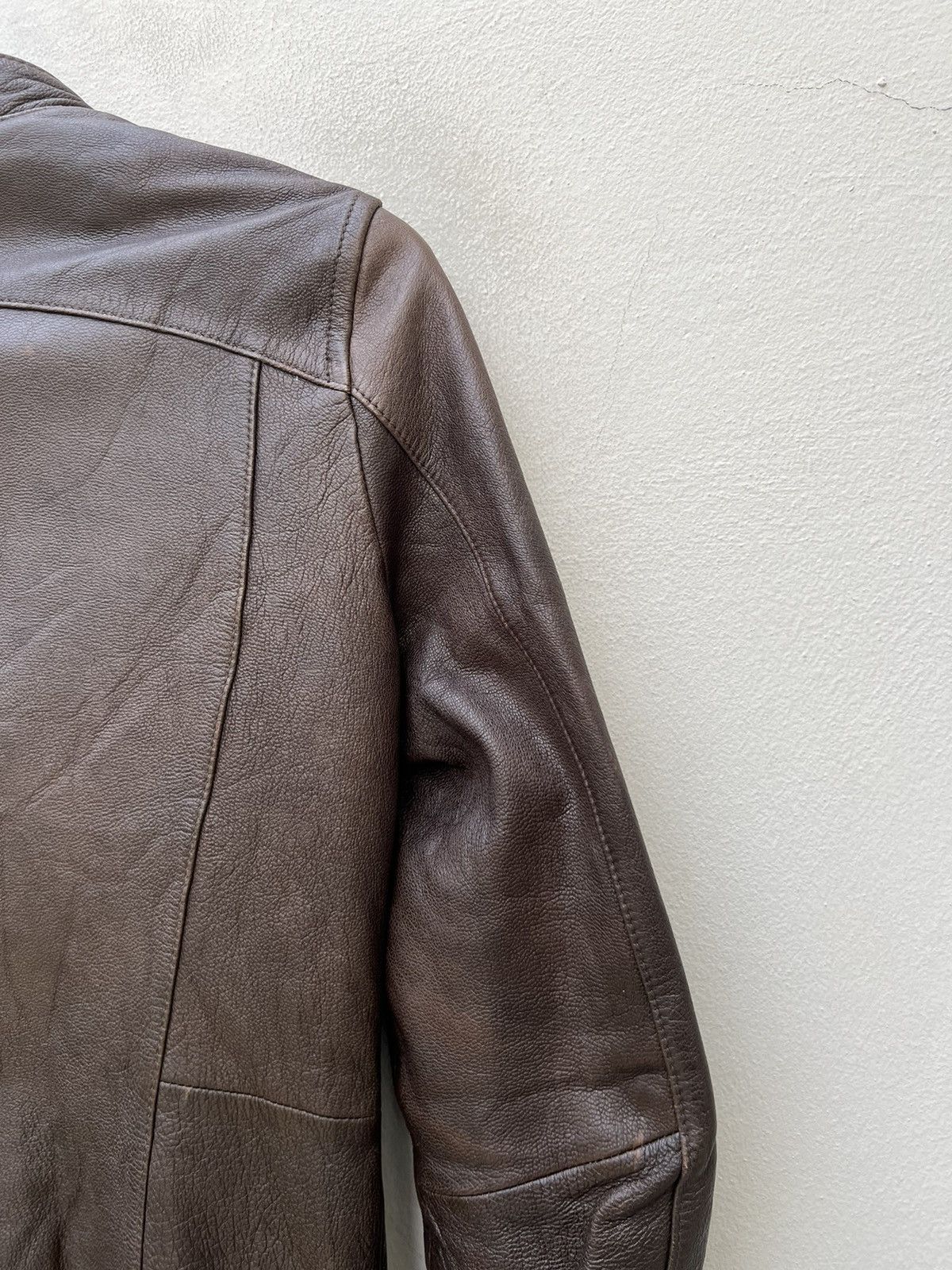 Katharine Hamnett London HAMNETT Nehru Collar Goat Skin Fade Patina Leather Jacket Size US S / EU 44-46 / 1 - 15 Thumbnail