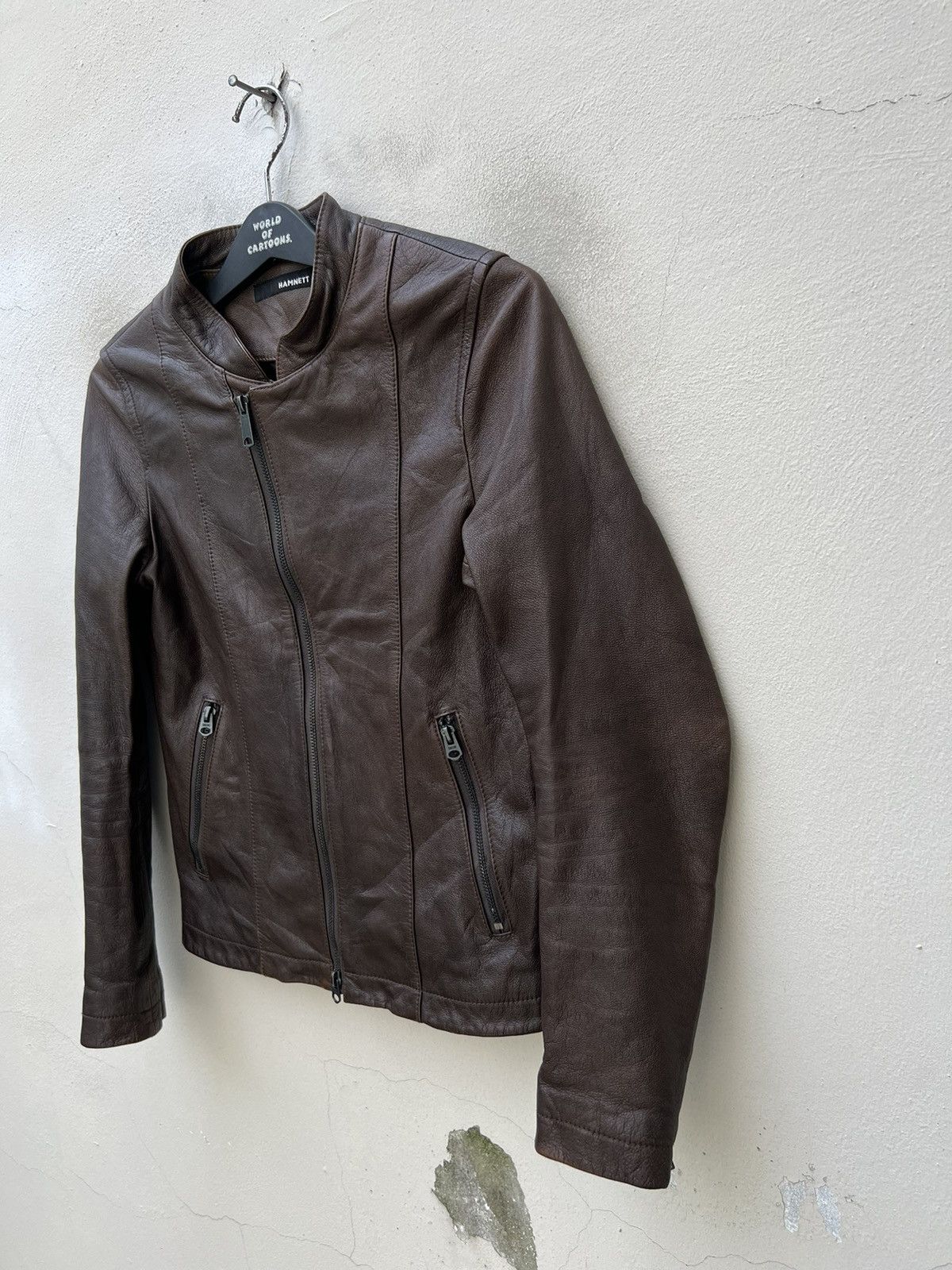 Katharine Hamnett London HAMNETT Nehru Collar Goat Skin Fade Patina Leather Jacket Size US S / EU 44-46 / 1 - 8 Thumbnail