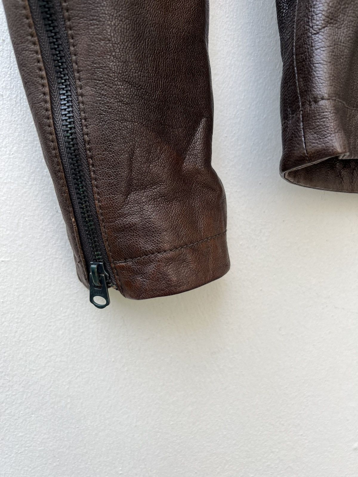 Katharine Hamnett London HAMNETT Nehru Collar Goat Skin Fade Patina Leather Jacket Size US S / EU 44-46 / 1 - 14 Thumbnail